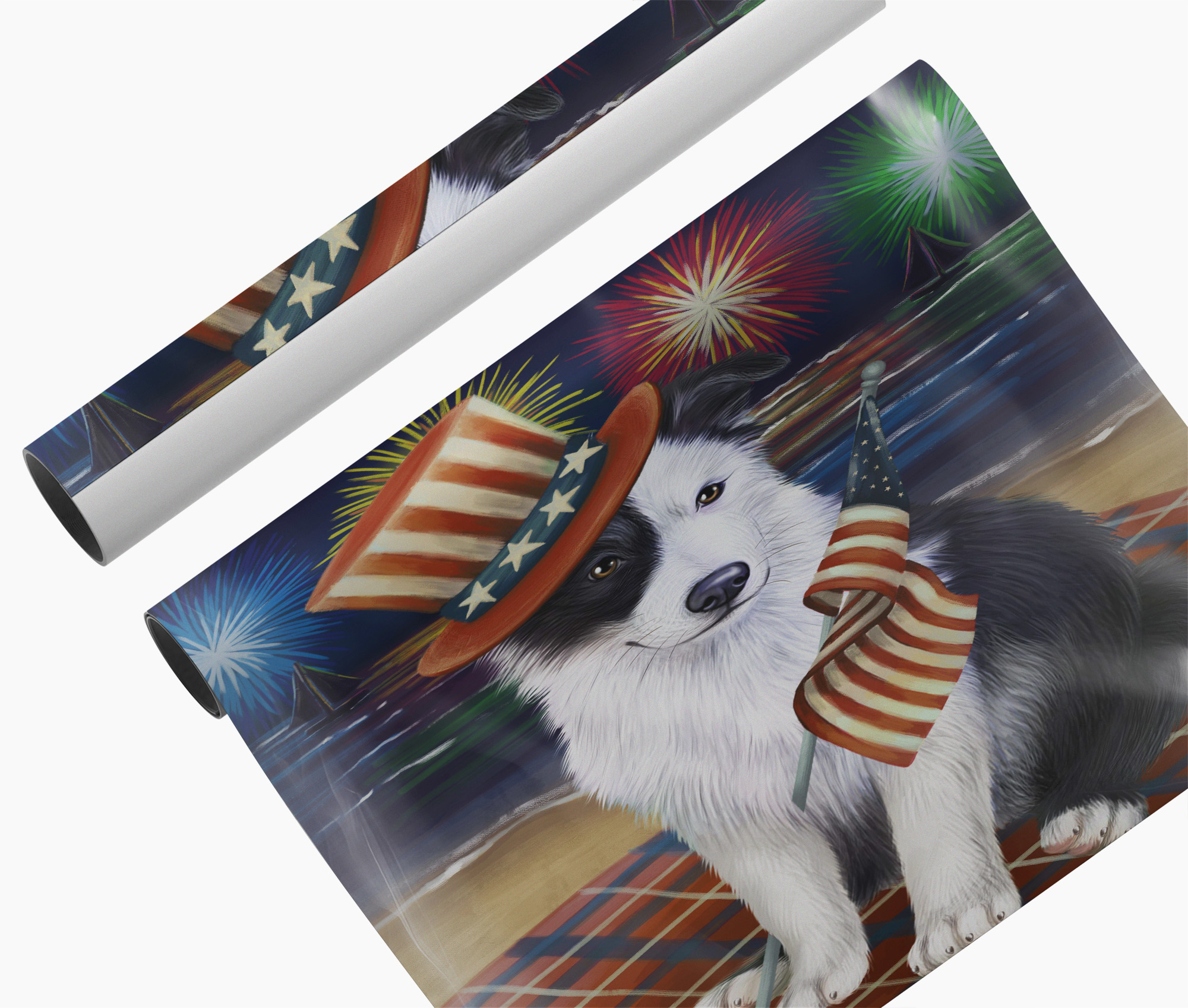 4th of July Fireworks Border Collie Dog Lover Patriotic Canvas Wall Art Décor