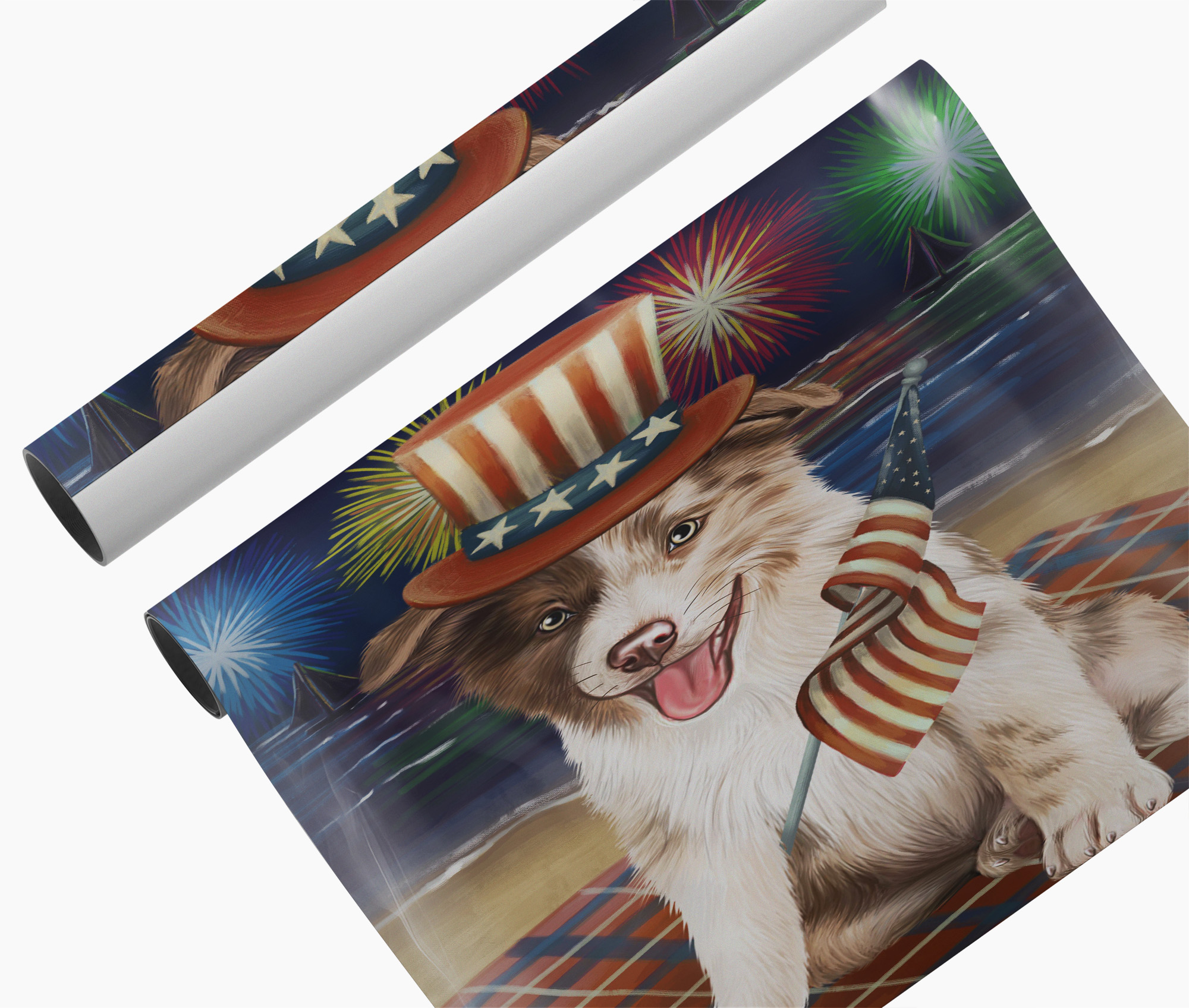 4th of July Fireworks Border Collie Canvas Wall Art Décor Gift for Dog Lovers