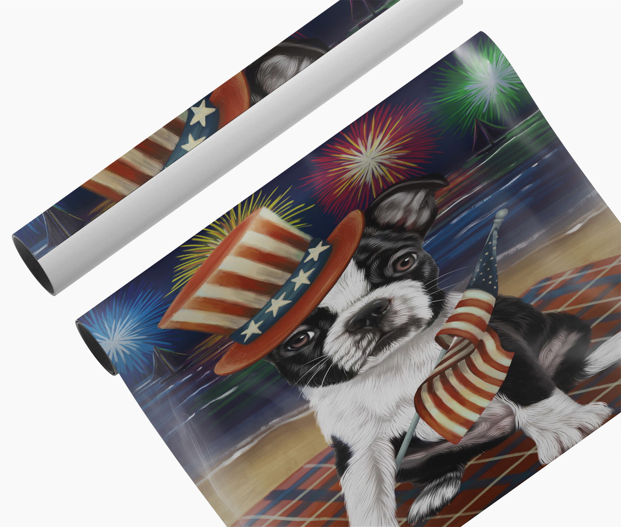 Boston Terrier Dog Mom Gift Canvas 4th July Fireworks Wall Art Patriotic Décor