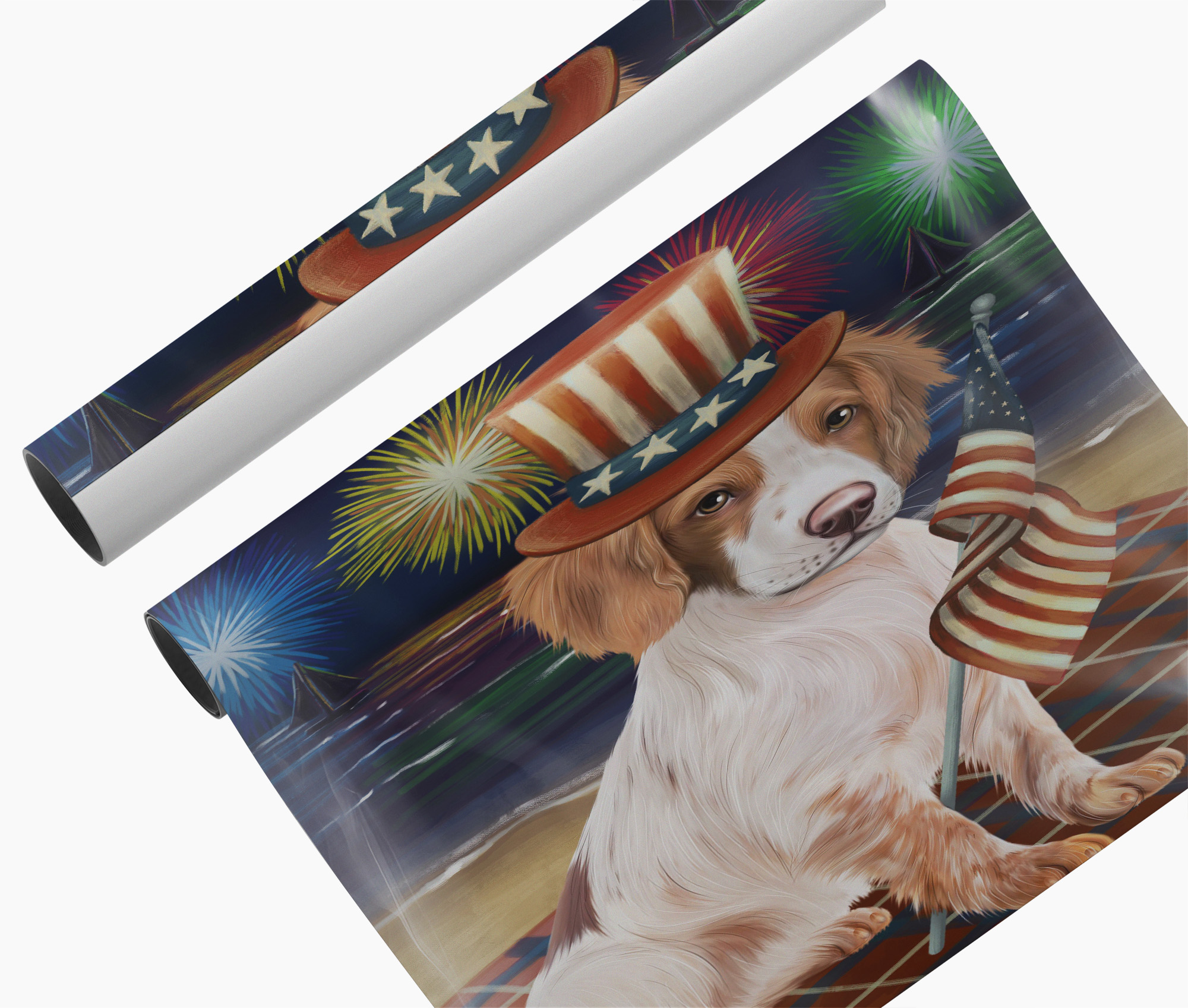 4th of July Fireworks Brittany Spaniel Dog Lover Patriotic Canvas Wall Art Décor