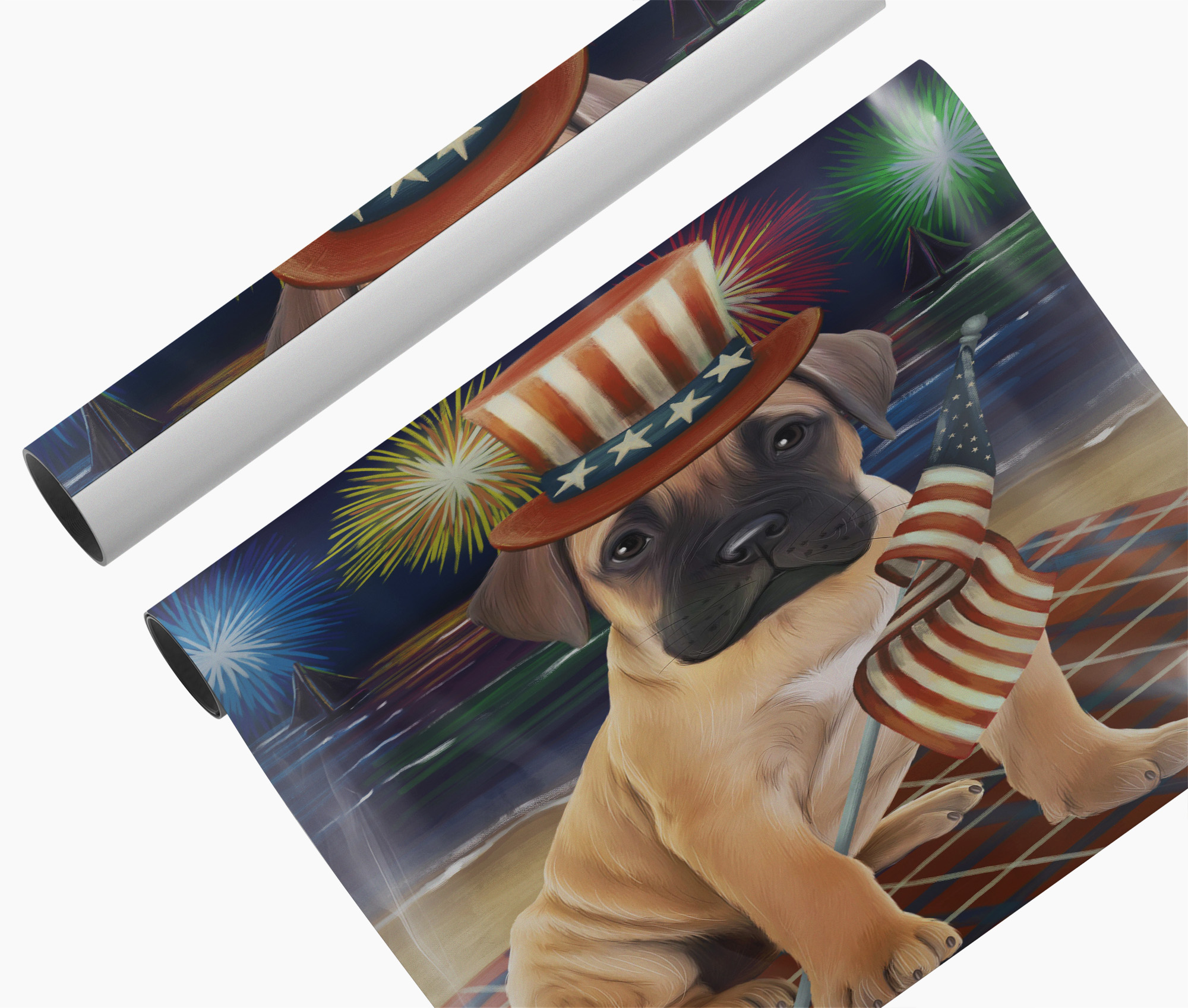 4th of July Fireworks Bullmastiff Canvas Wall Art Patriotic Dog Mom Home Décor