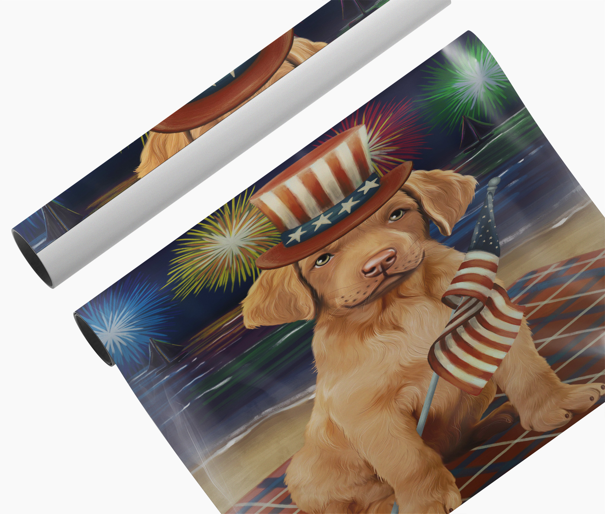 4th of July Fireworks Chesapeake Bay Retriever Dog Canvas Patriotic Wall Décor