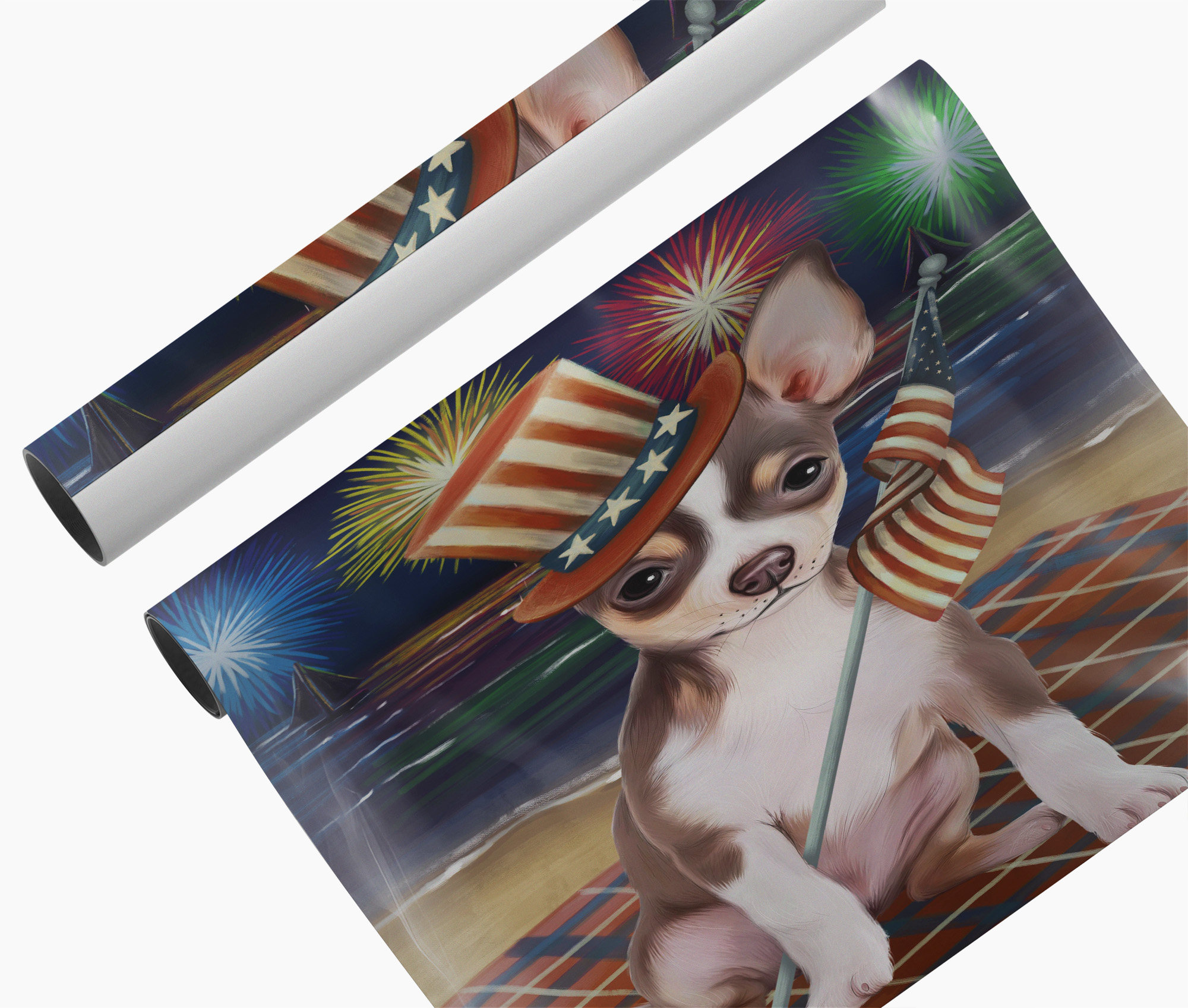 Chihuahua Dog Mom Gift Canvas Print 4th July Fireworks Wall Art Patriotic Décor