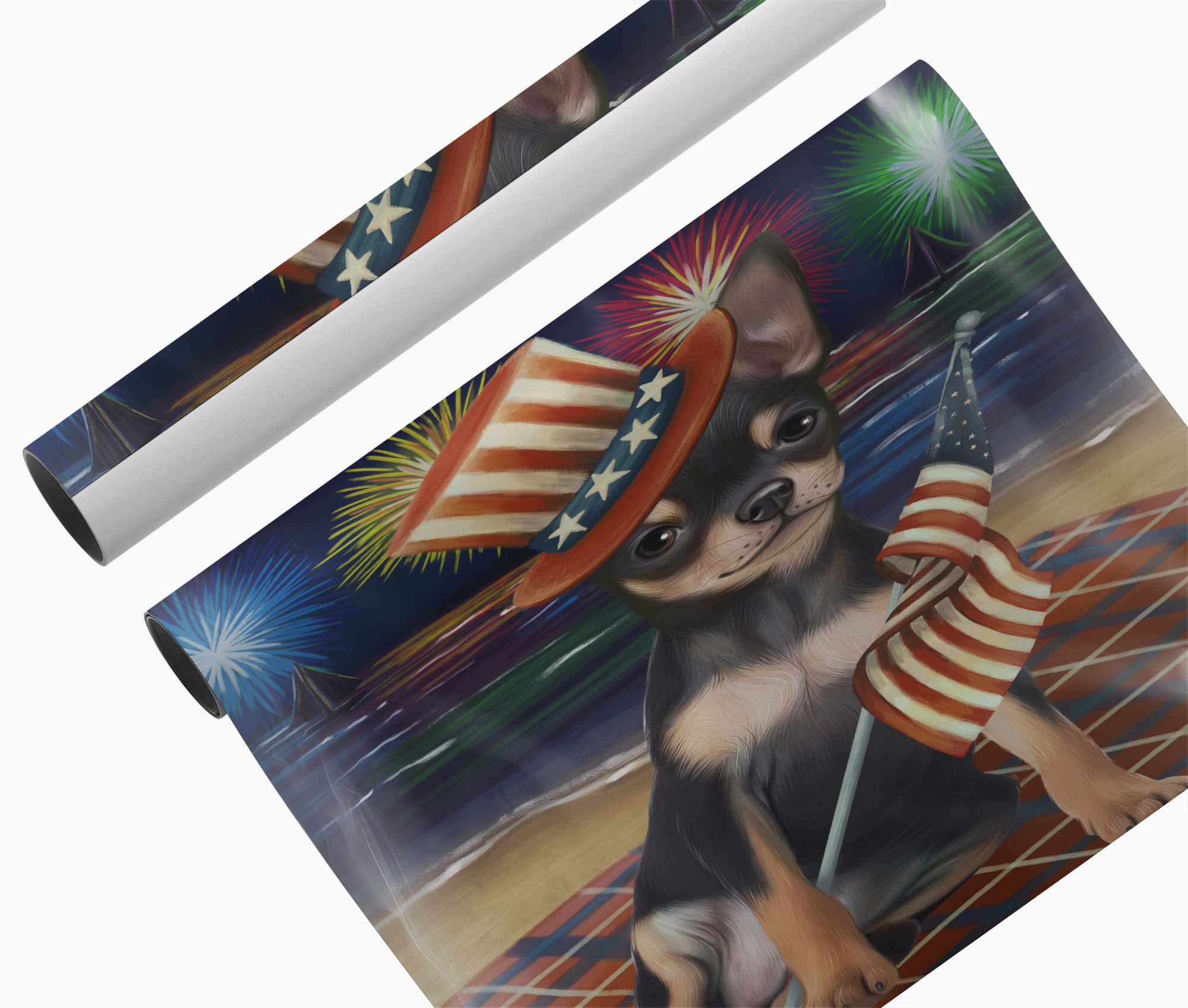 4th of July Fireworks Chihuahua Patriotic Wall Art Canvas Dog Lover Home Décor