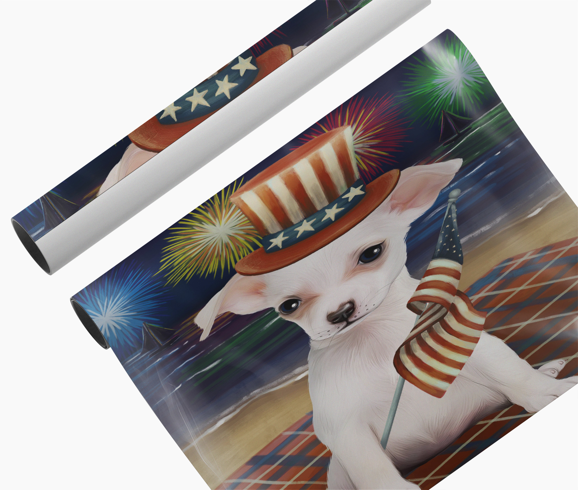 4th of July Fireworks Chihuahua Dog Wall Art Décor for Patriotic Canvas Print