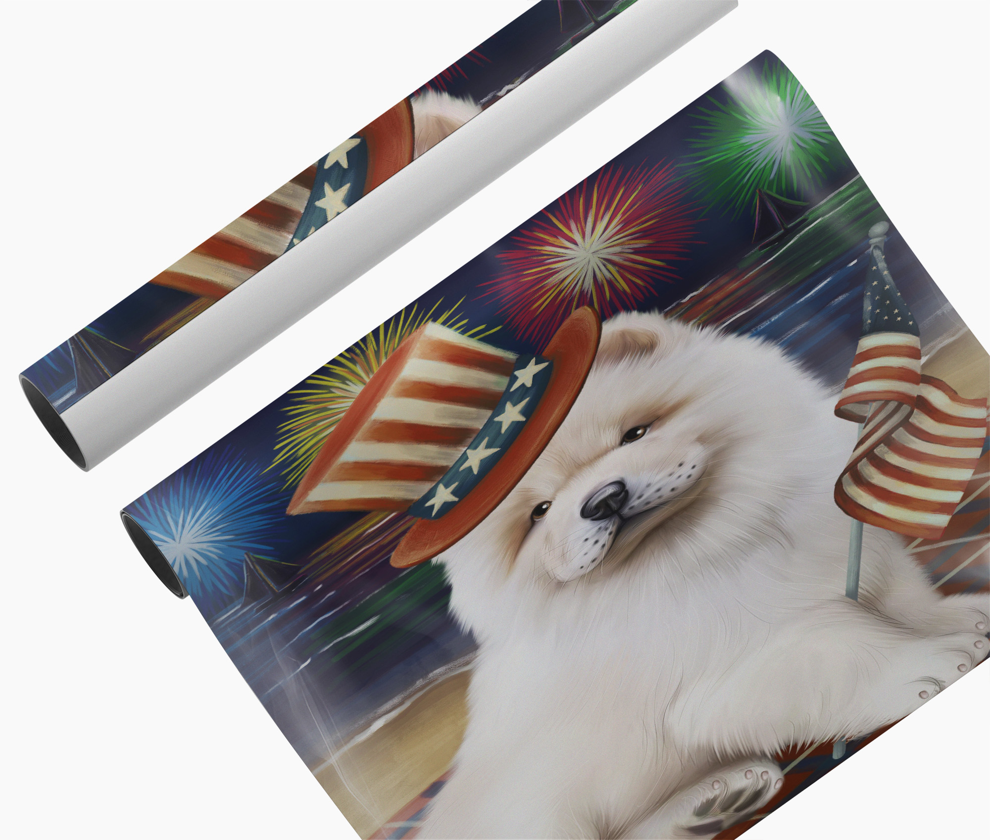 Chow Chow Dog Mom Gift Canvas Print 4th July Fireworks Wall Art Patriotic Décor