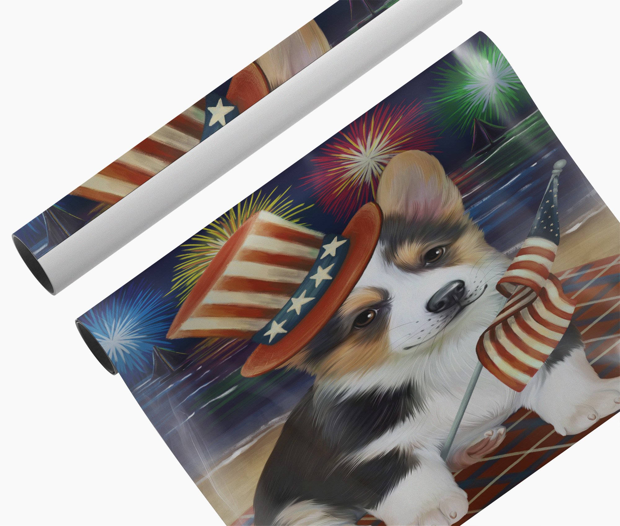 4th of July Fireworks Corgi Canvas Wall Art Patriotic Dog Mom Home Décor Gifts