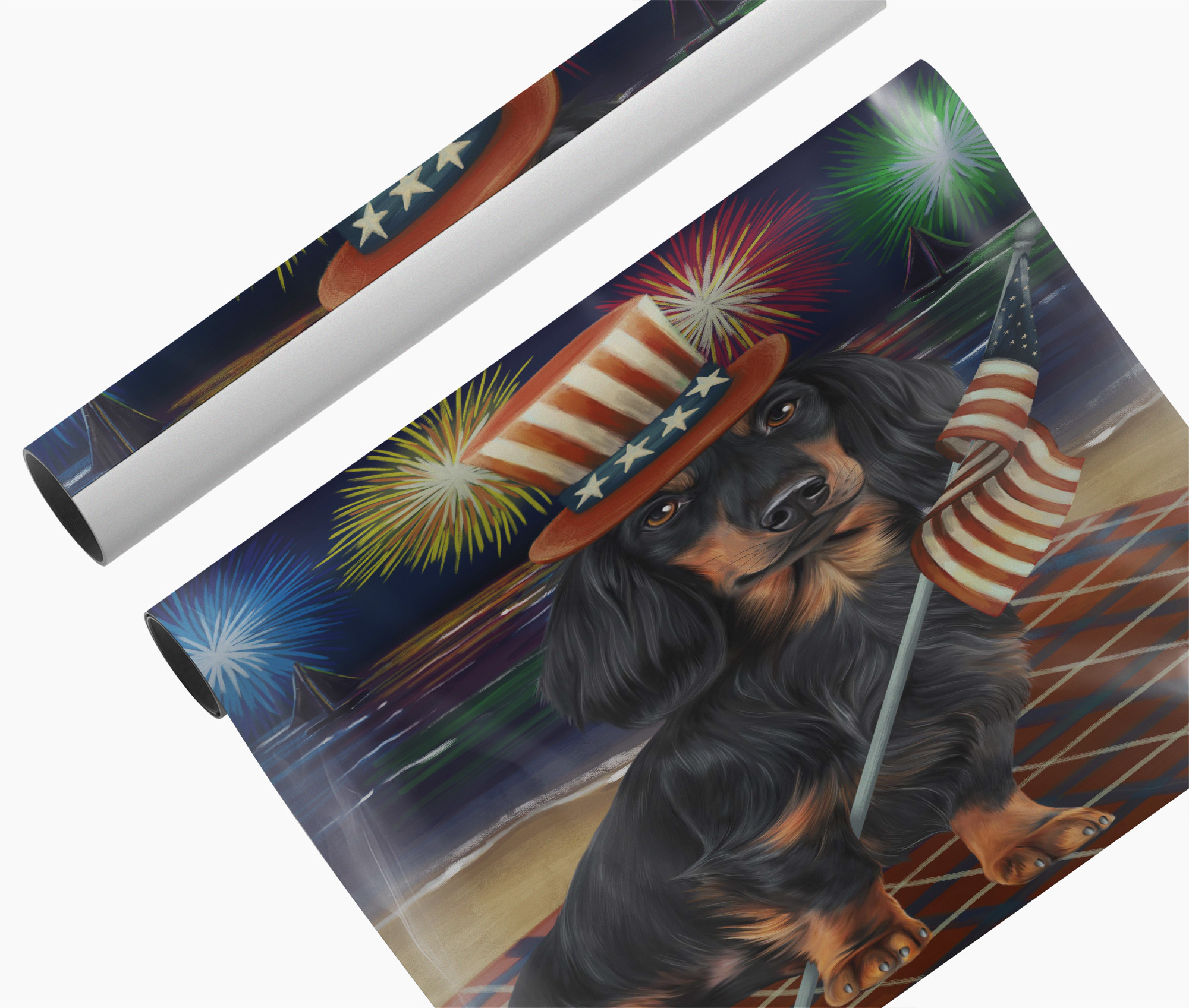 4th of July Fireworks Dachshund Patriotic Wall Art Canvas Dog Lover Home Décor