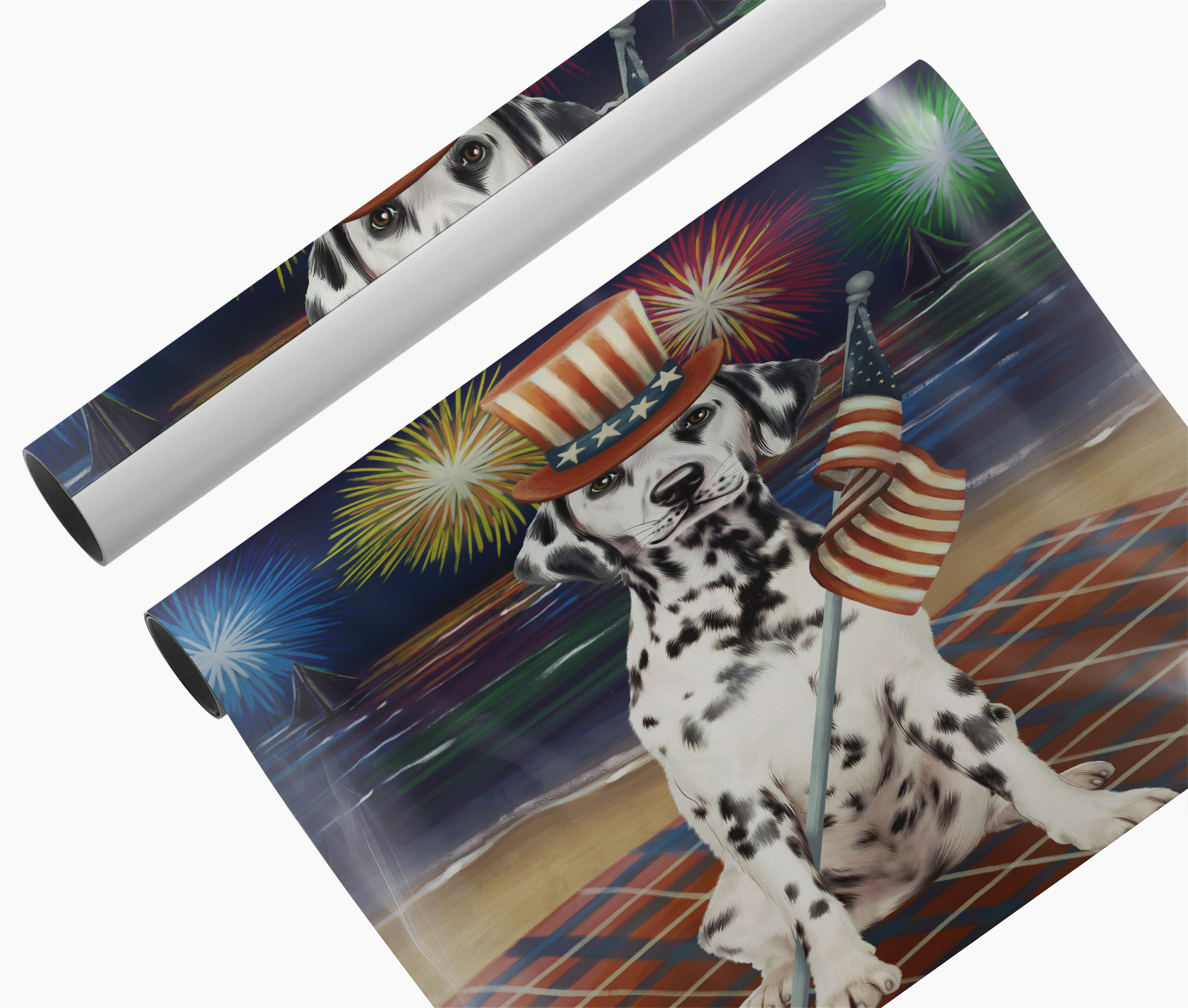 4th of July Fireworks Dalmatian Canvas Art Gift for Dog Lovers Patriotic Décor
