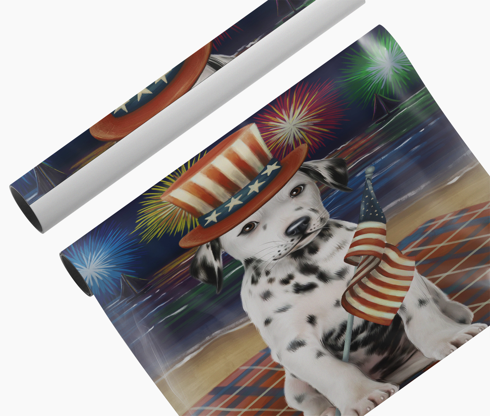 4th of July Fireworks Dalmatian Dog Canvas Wall Art Gift Patriotic Home Décor