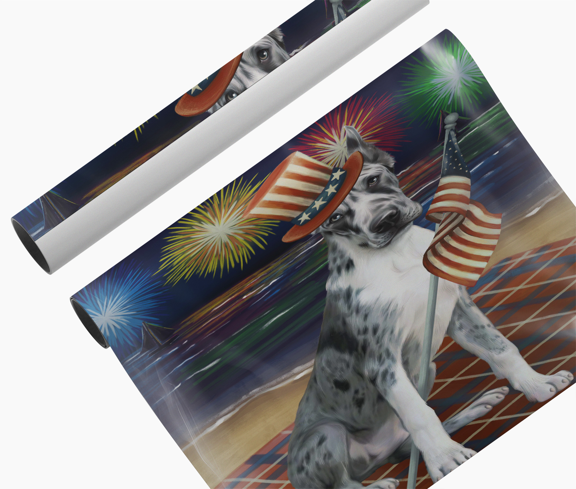 4th of July Fireworks Great Dane Canvas Art Gift for Dog Lovers Patriotic Décor