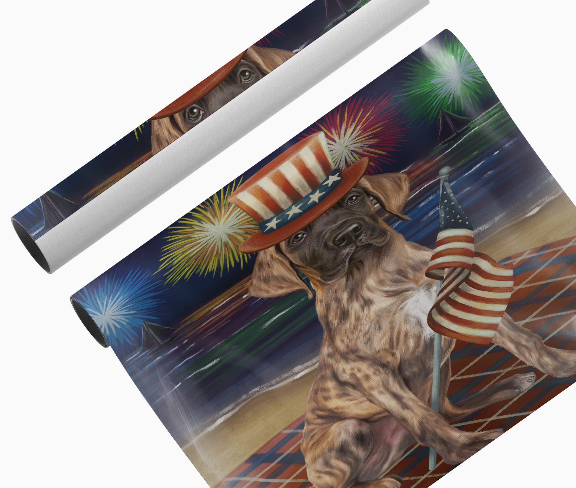 4th of July Great Dane Dog Canvas Print Patriotic Fireworks Wall Decoration Gift