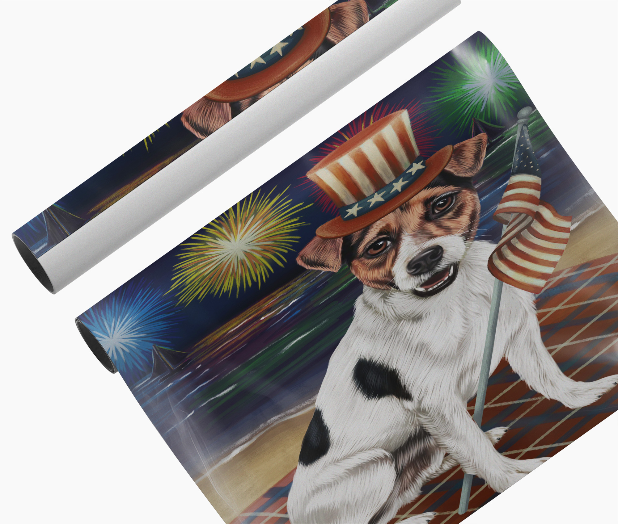 4th of July Fireworks Jack Russell Dog Canvas Wall Art Décor Gift for Pet Owner