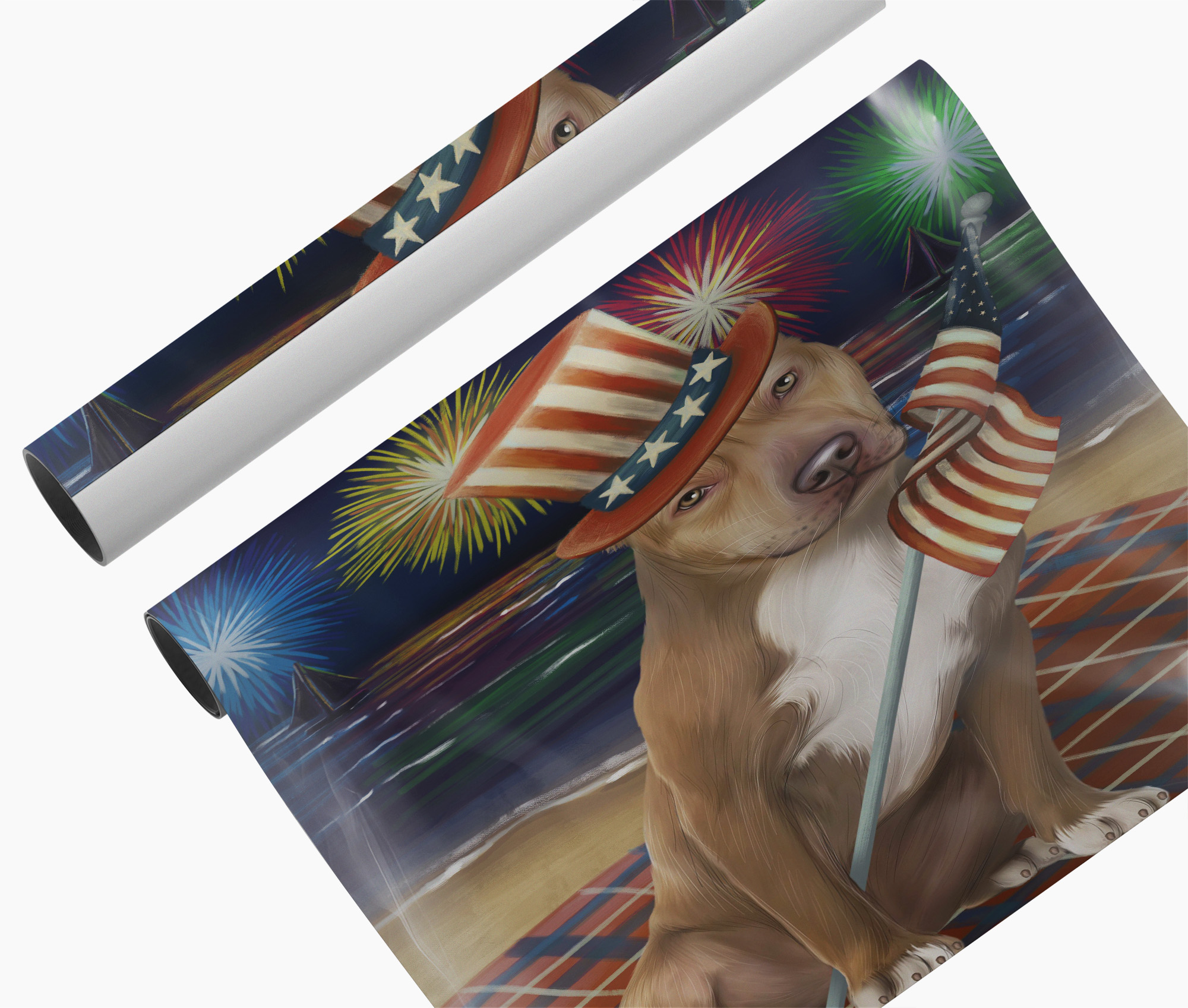4th of July Fireworks Pitbull Canvas Wall Art Patriotic Dog Mom Home Décor Gifts