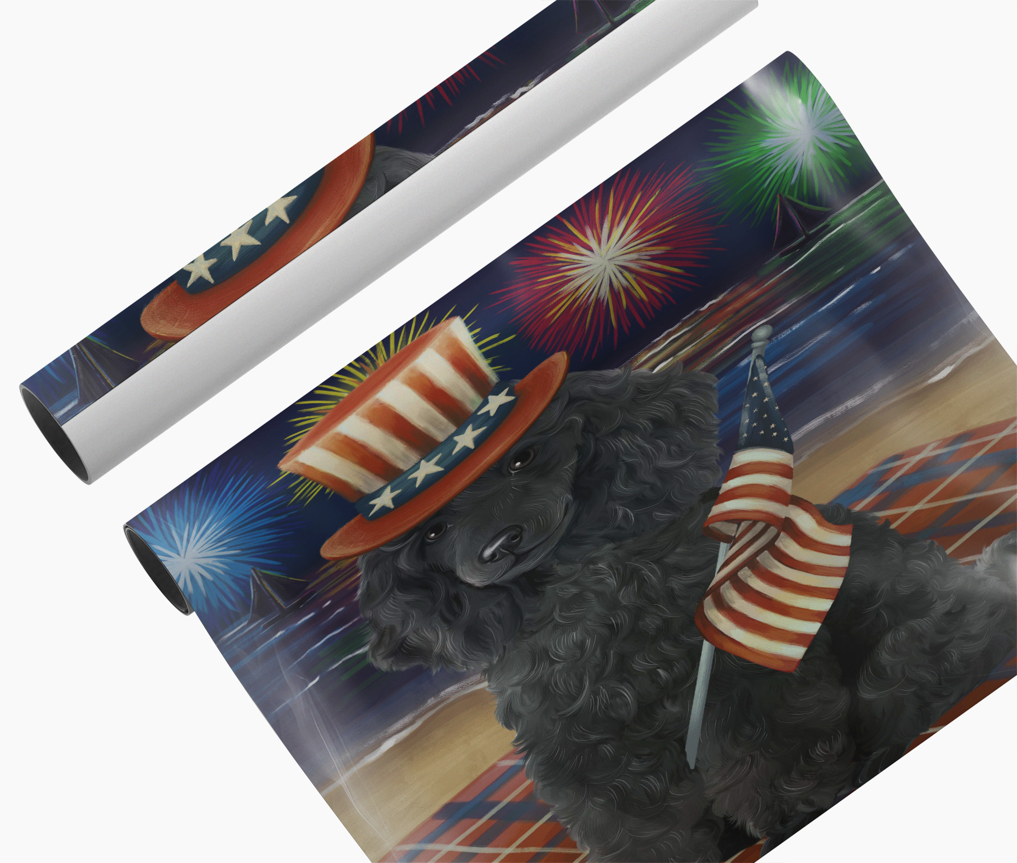 4th of July Fireworks Poodle Dog Wall Art Home Décor for Patriotic Canvas Print