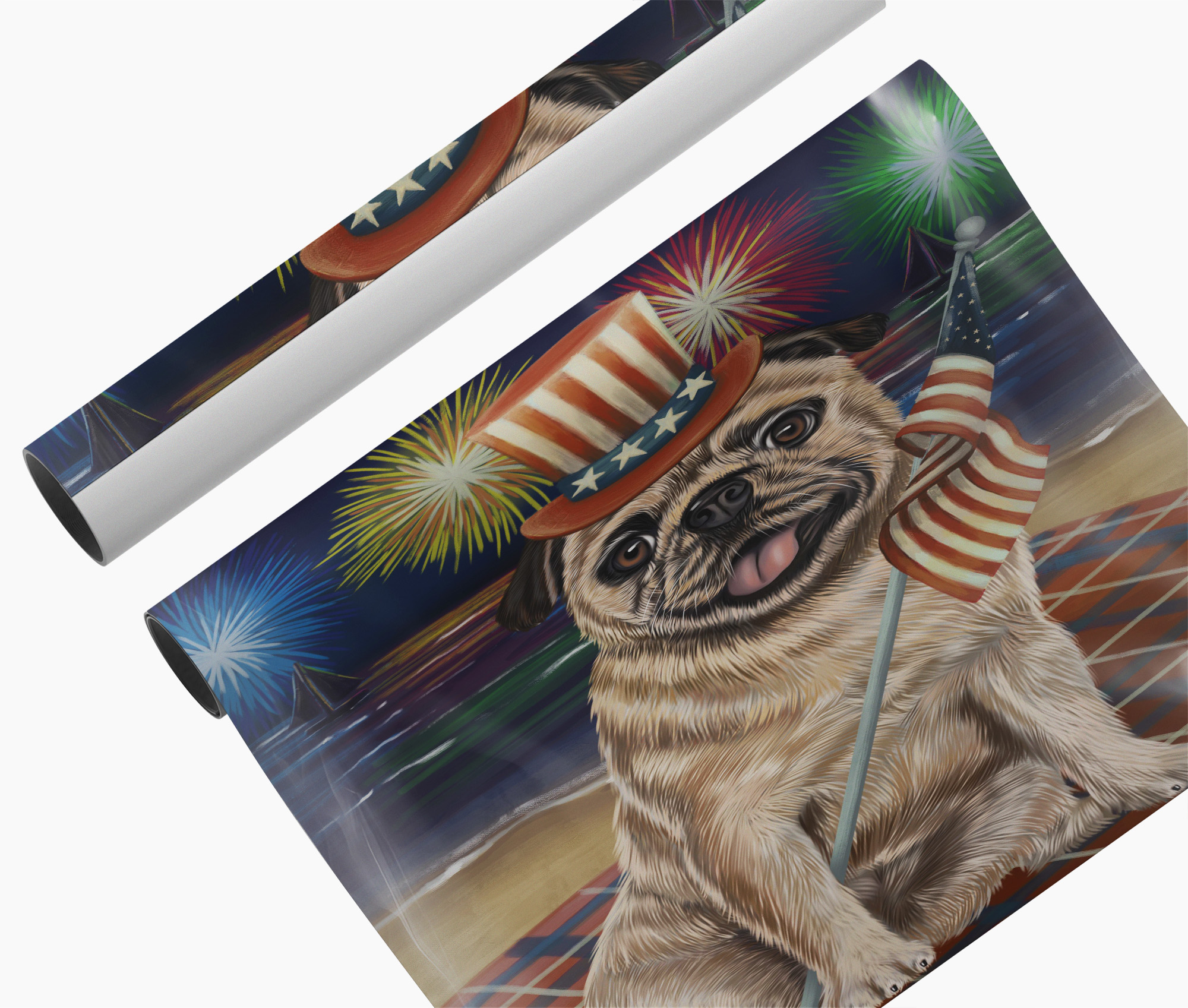 4th of July Fireworks Pug Canvas Wall Art Patriotic Dog Mom Home Entryway Décor