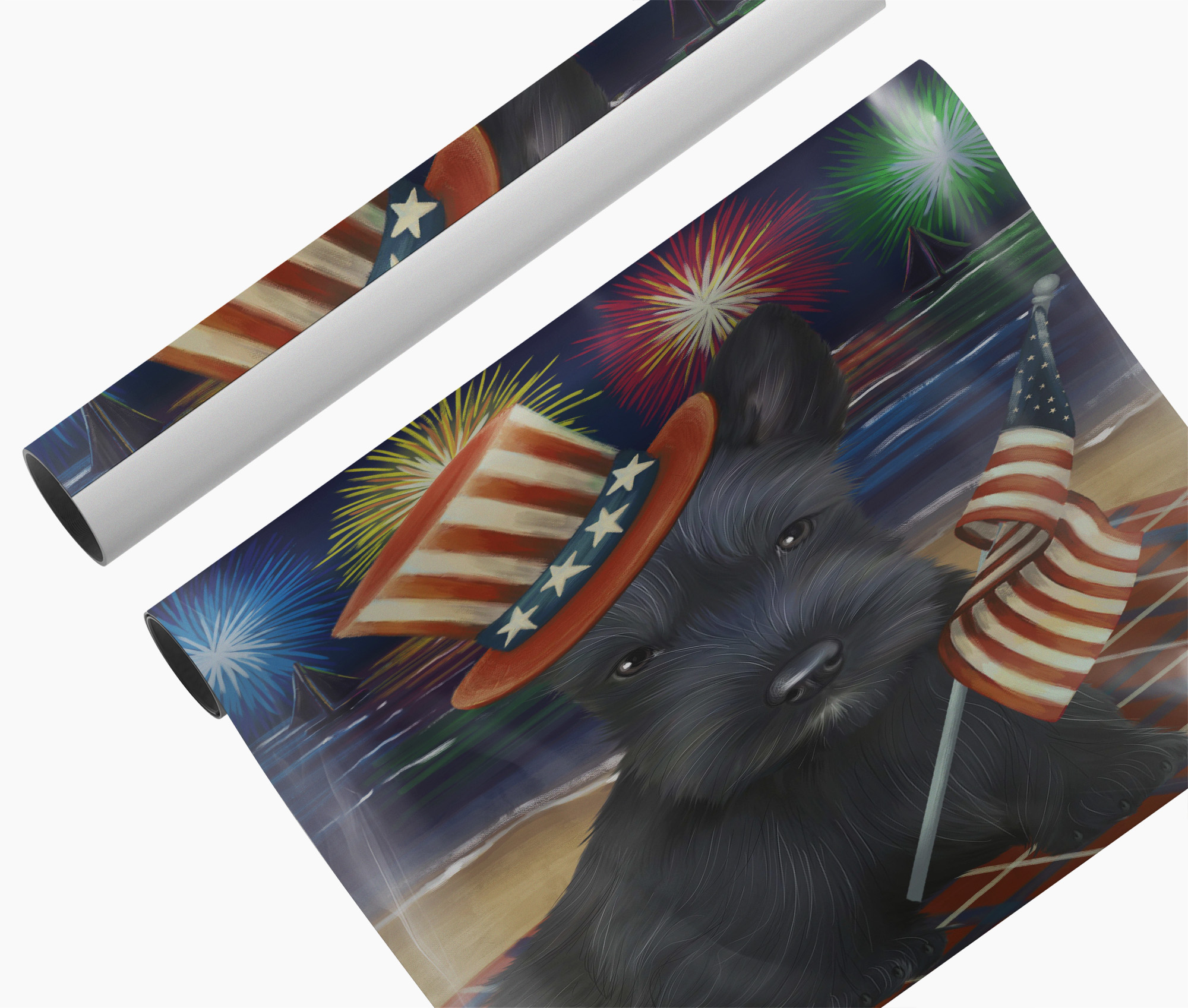 4th July Fireworks Scottish Terrier Dog Canvas Wall Art Patriotic American Décor