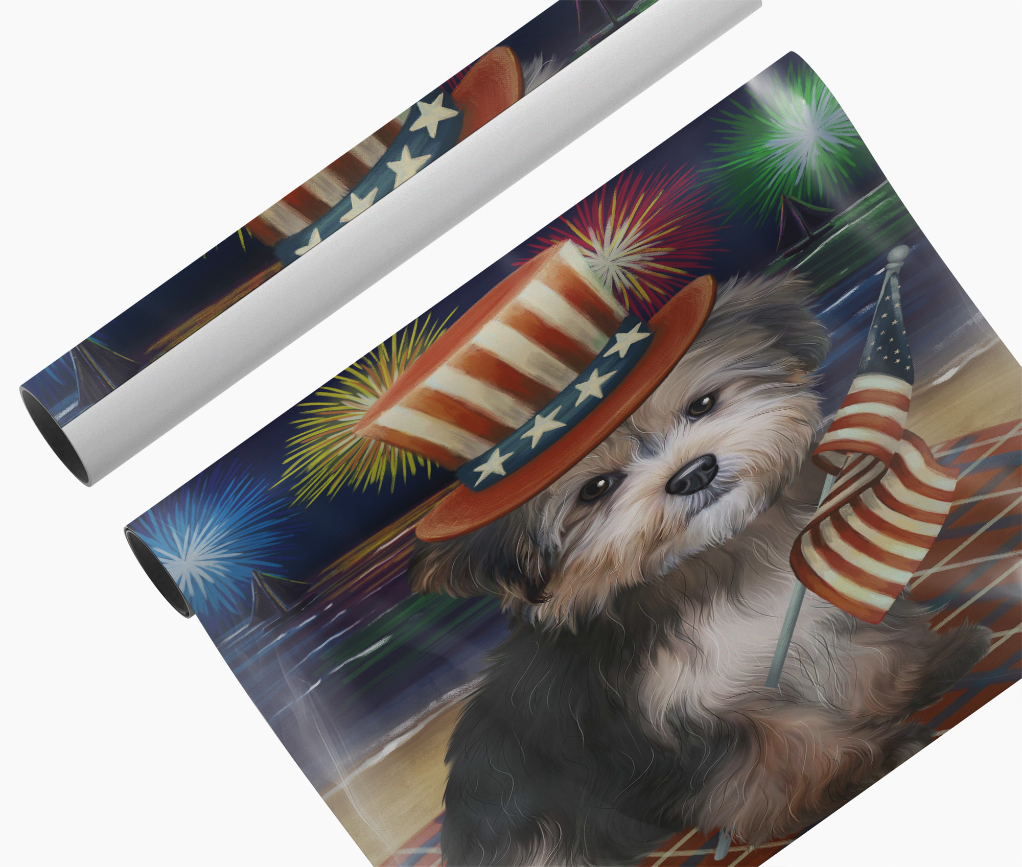 4th of July Fireworks Yorkipoo Dog Canvas Wall Art Décor Gift for Pet Owner