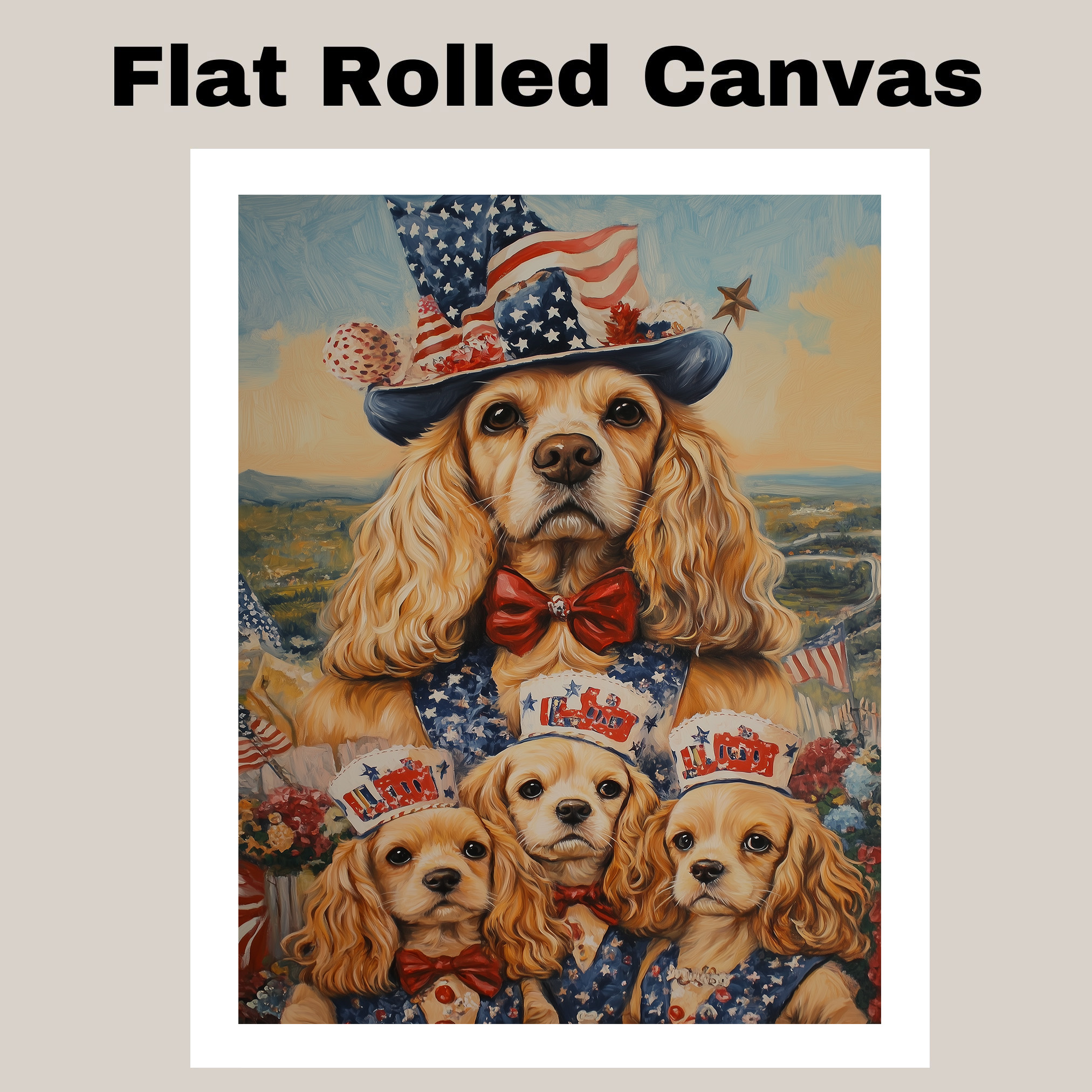 Cocker Spaniel Mutter und drei Welpen in USA Westen und Hüte - Bild 18 von 19