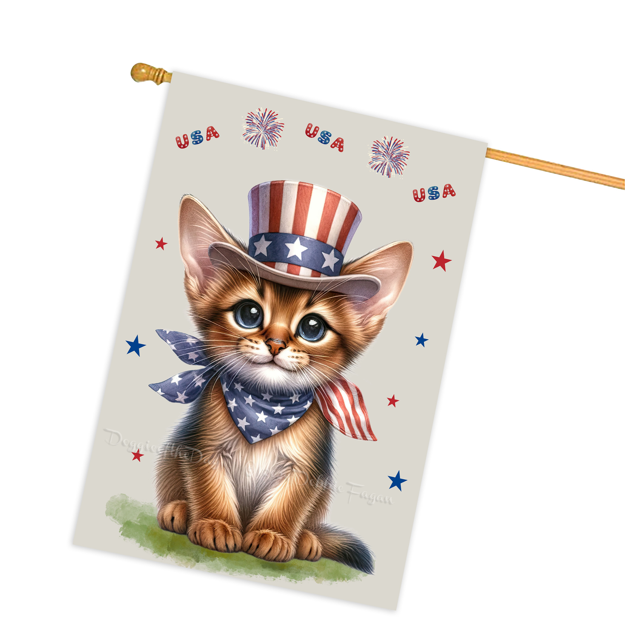 4. Juli Patriotische Katzen Hausflagge 28x40 doppelseitig Veranda Dekor Neu mit Etikett - Bild 3 von 56