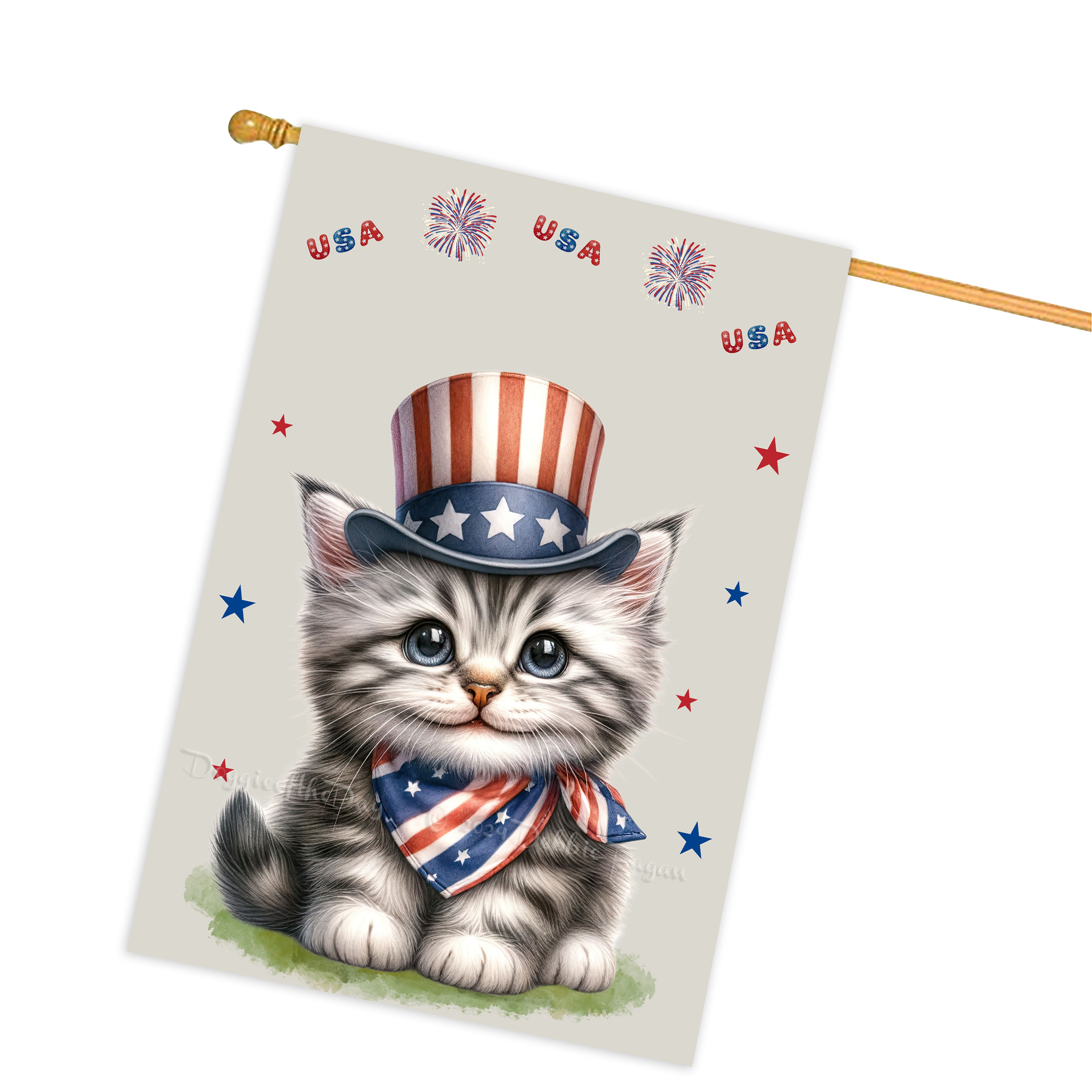 4. Juli Patriotische Katzen Hausflagge 28x40 doppelseitig Veranda Dekor Neu mit Etikett - Bild 4 von 56