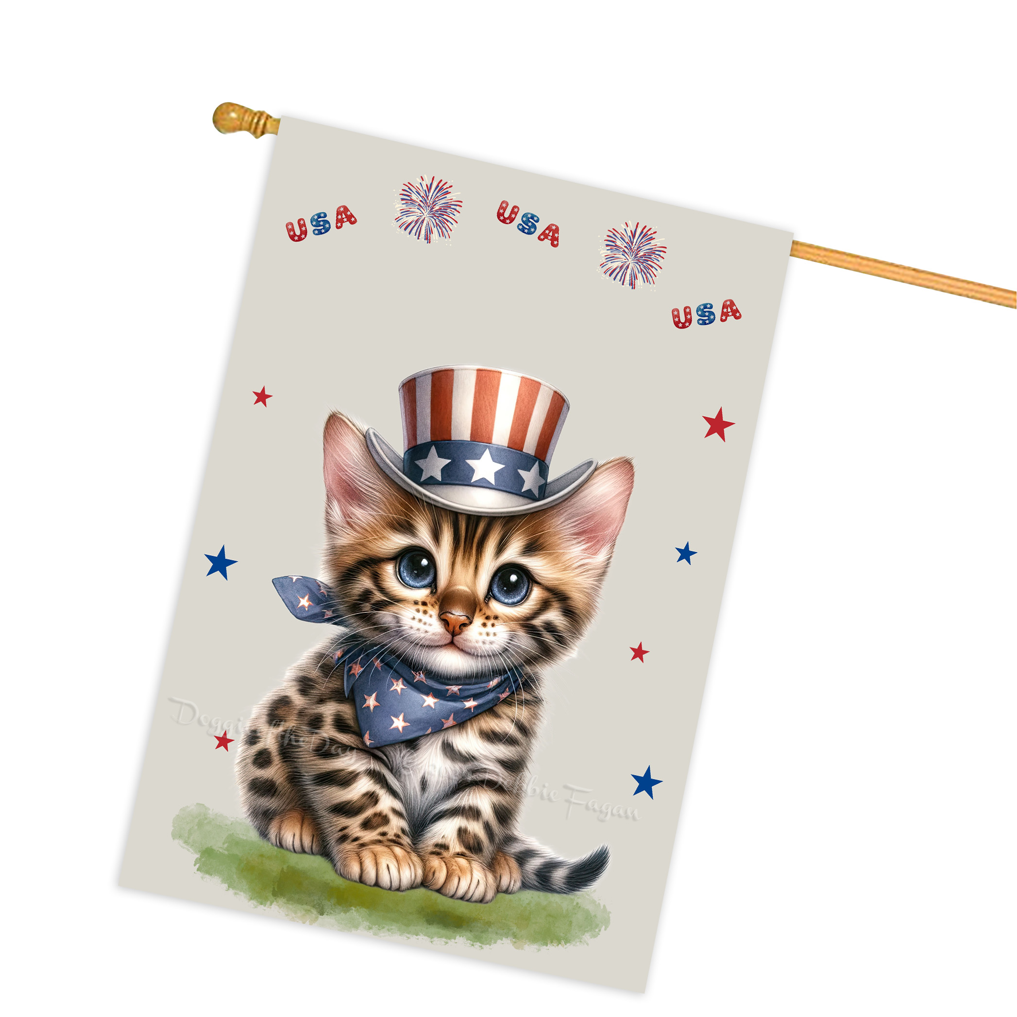 4. Juli Patriotische Katzen Hausflagge 28x40 doppelseitig Veranda Dekor Neu mit Etikett - Bild 6 von 56
