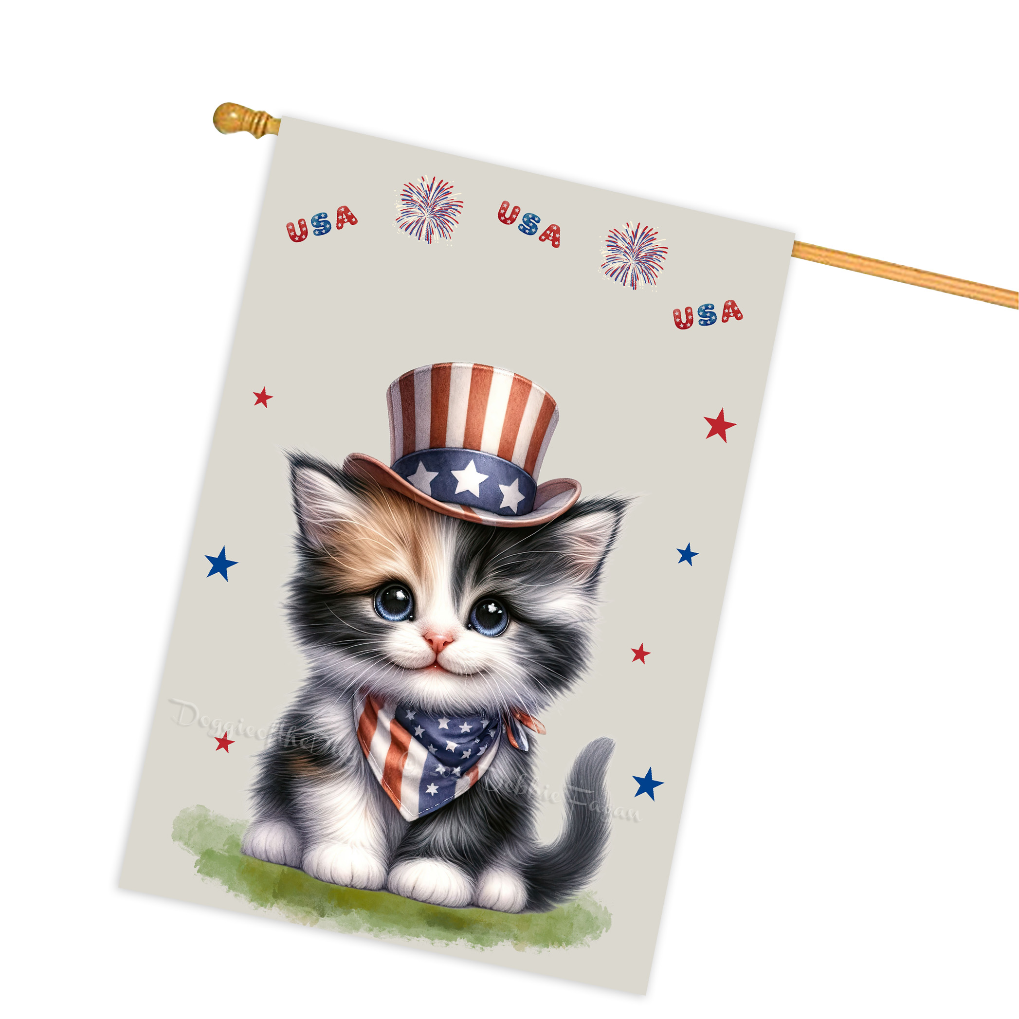 4. Juli Patriotische Katzen Hausflagge 28x40 doppelseitig Veranda Dekor Neu mit Etikett - Bild 7 von 56
