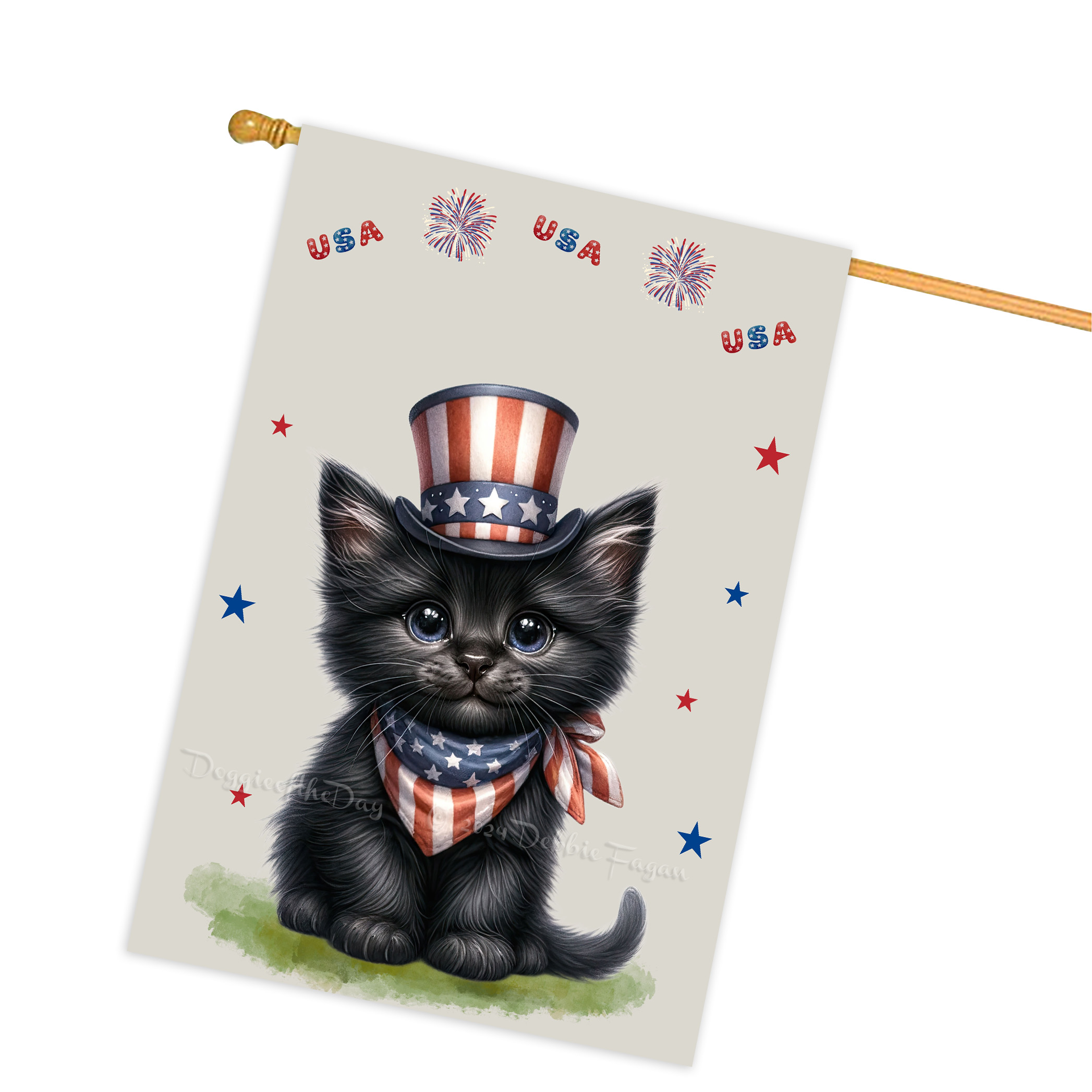 4. Juli Patriotische Katzen Hausflagge 28x40 doppelseitig Veranda Dekor Neu mit Etikett - Bild 9 von 56