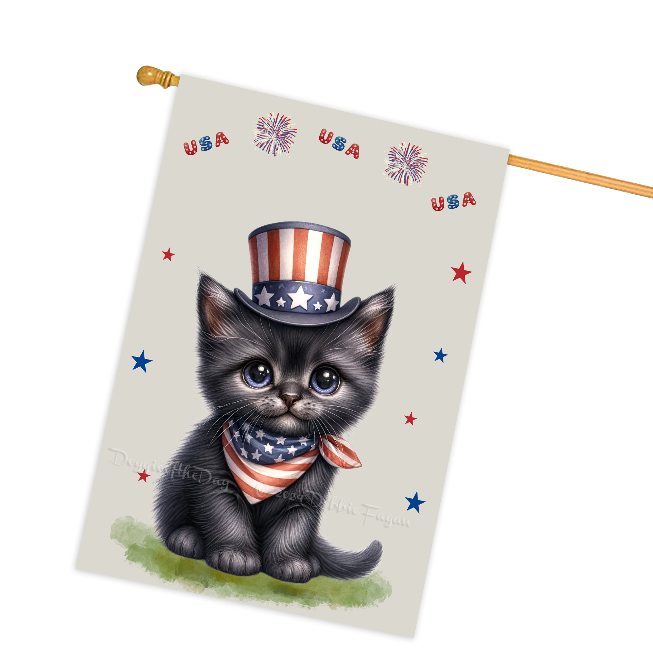 4. Juli Patriotische Katzen Hausflagge 28x40 doppelseitig Veranda Dekor Neu mit Etikett - Bild 10 von 56