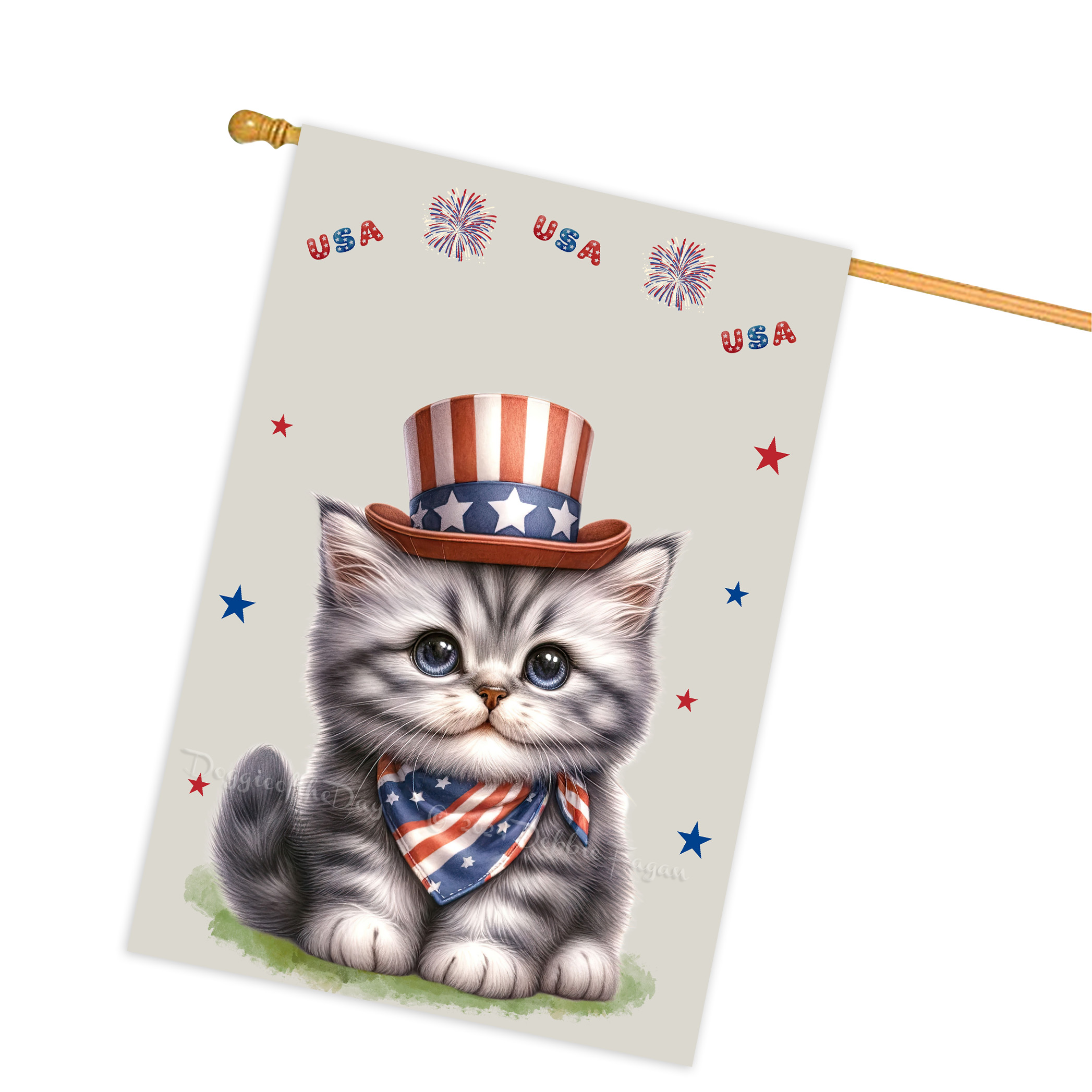 4. Juli Patriotische Katzen Hausflagge 28x40 doppelseitig Veranda Dekor Neu mit Etikett - Bild 11 von 56