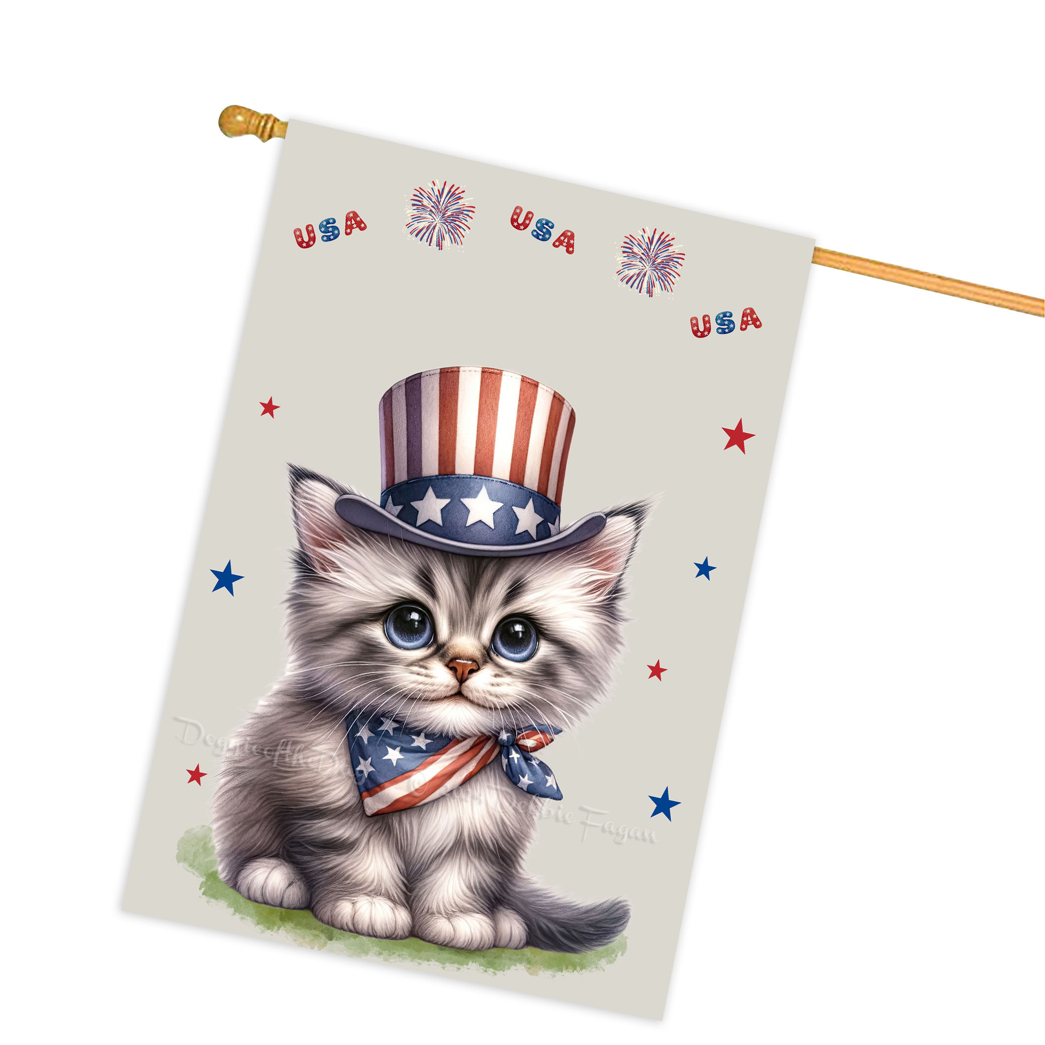4. Juli Patriotische Katzen Hausflagge 28x40 doppelseitig Veranda Dekor Neu mit Etikett - Bild 12 von 56