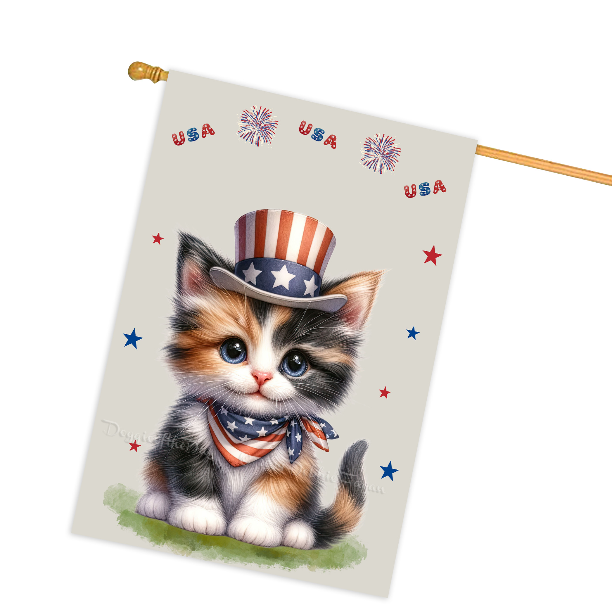 4. Juli Patriotische Katzen Hausflagge 28x40 doppelseitig Veranda Dekor Neu mit Etikett - Bild 14 von 56