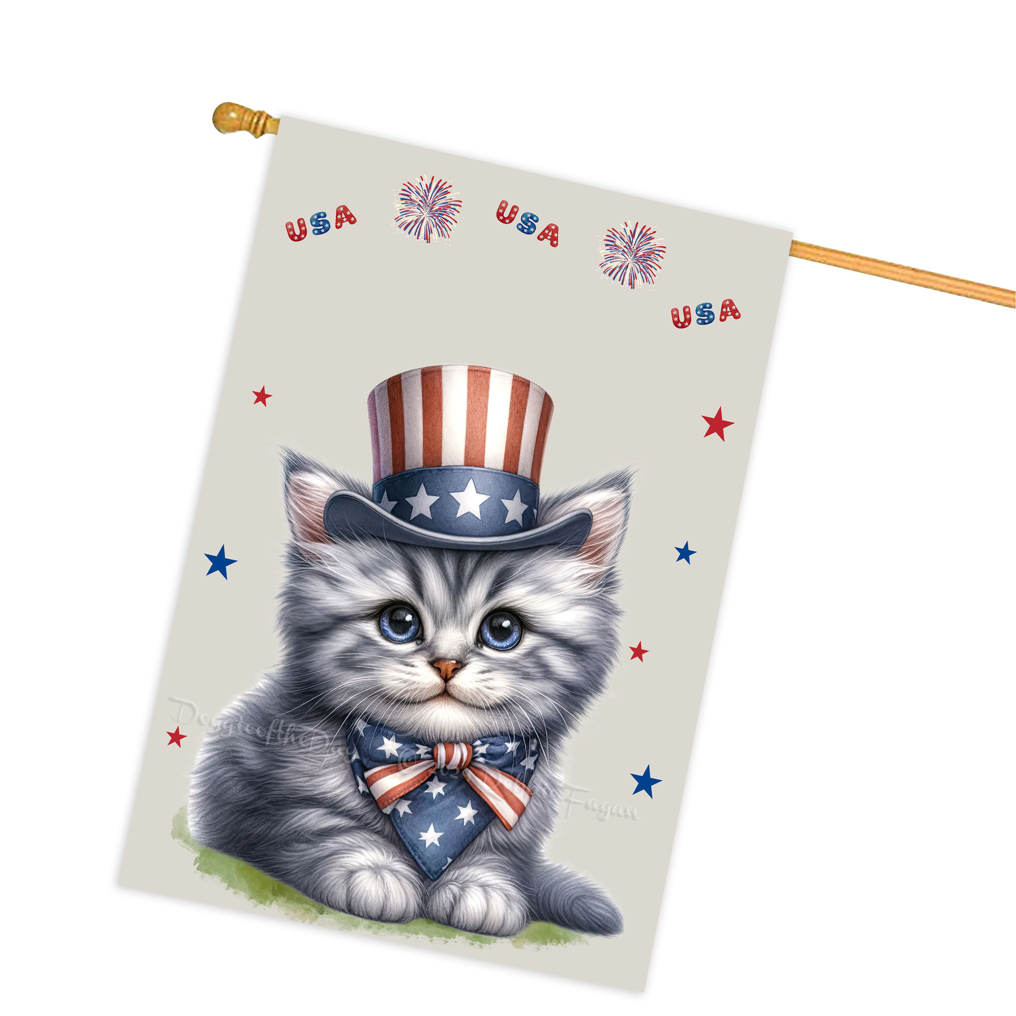 4. Juli Patriotische Katzen Hausflagge 28x40 doppelseitig Veranda Dekor Neu mit Etikett - Bild 15 von 56