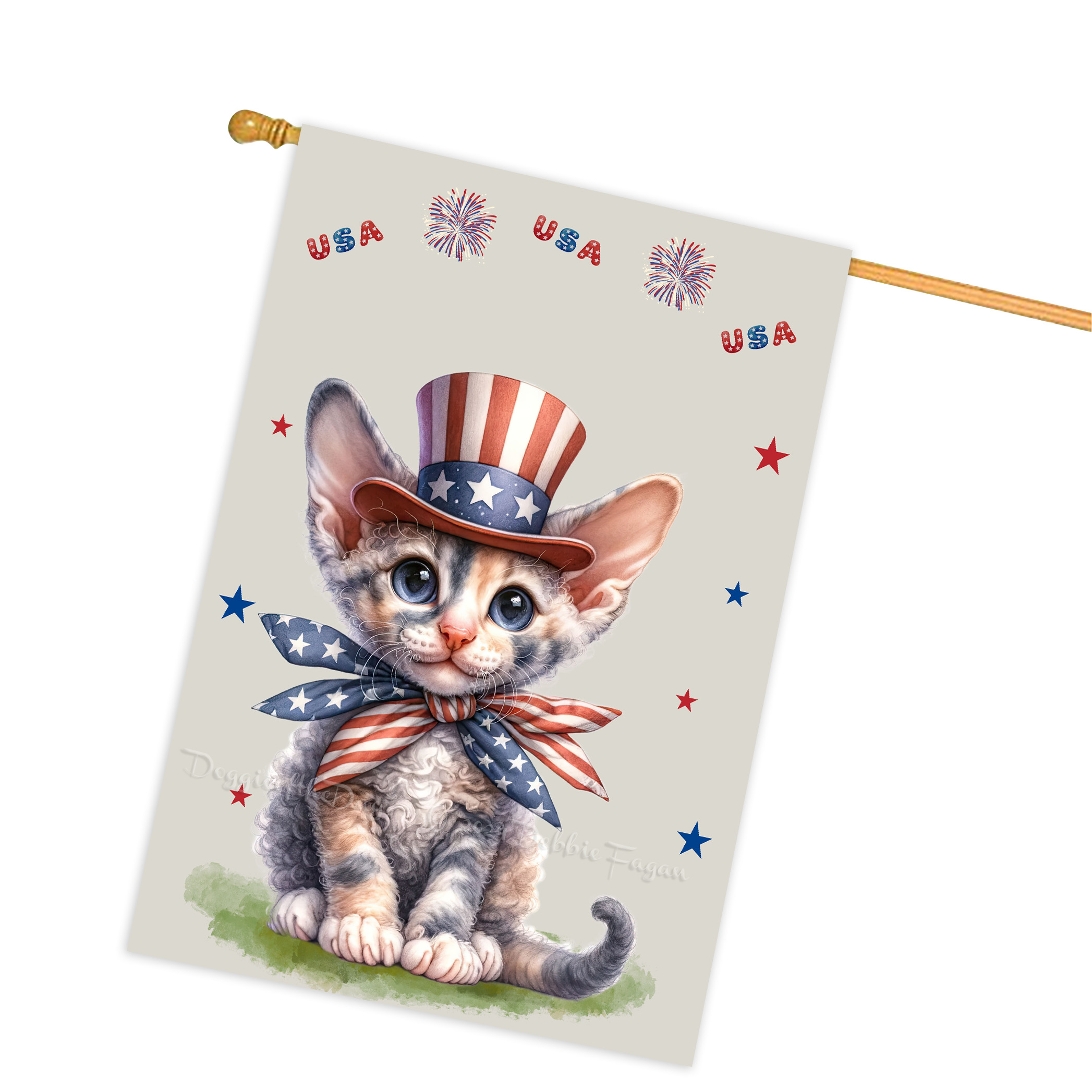 4. Juli Patriotische Katzen Hausflagge 28x40 doppelseitig Veranda Dekor Neu mit Etikett - Bild 16 von 56