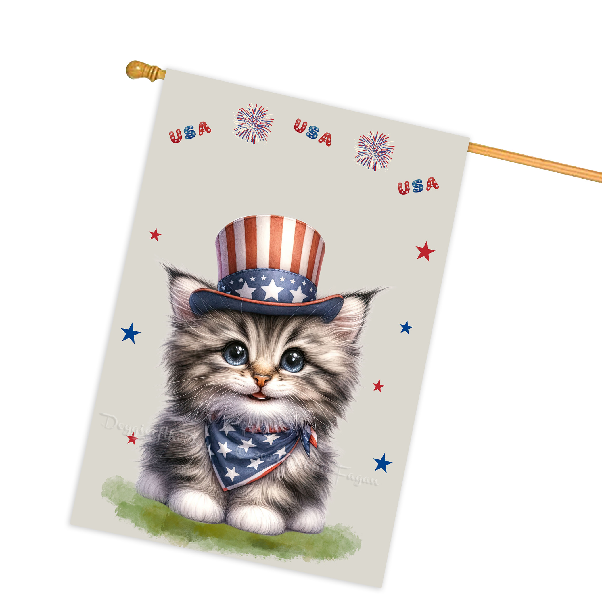 4. Juli Patriotische Katzen Hausflagge 28x40 doppelseitig Veranda Dekor Neu mit Etikett - Bild 17 von 56
