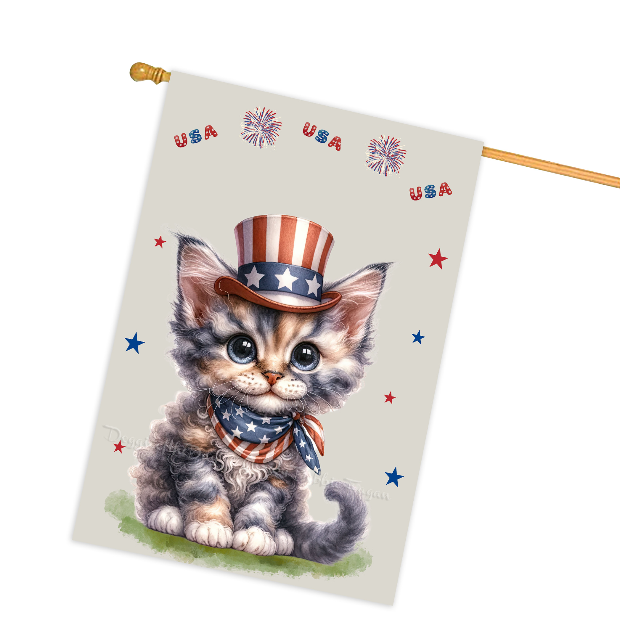 4. Juli Patriotische Katzen Hausflagge 28x40 doppelseitig Veranda Dekor Neu mit Etikett - Bild 18 von 56