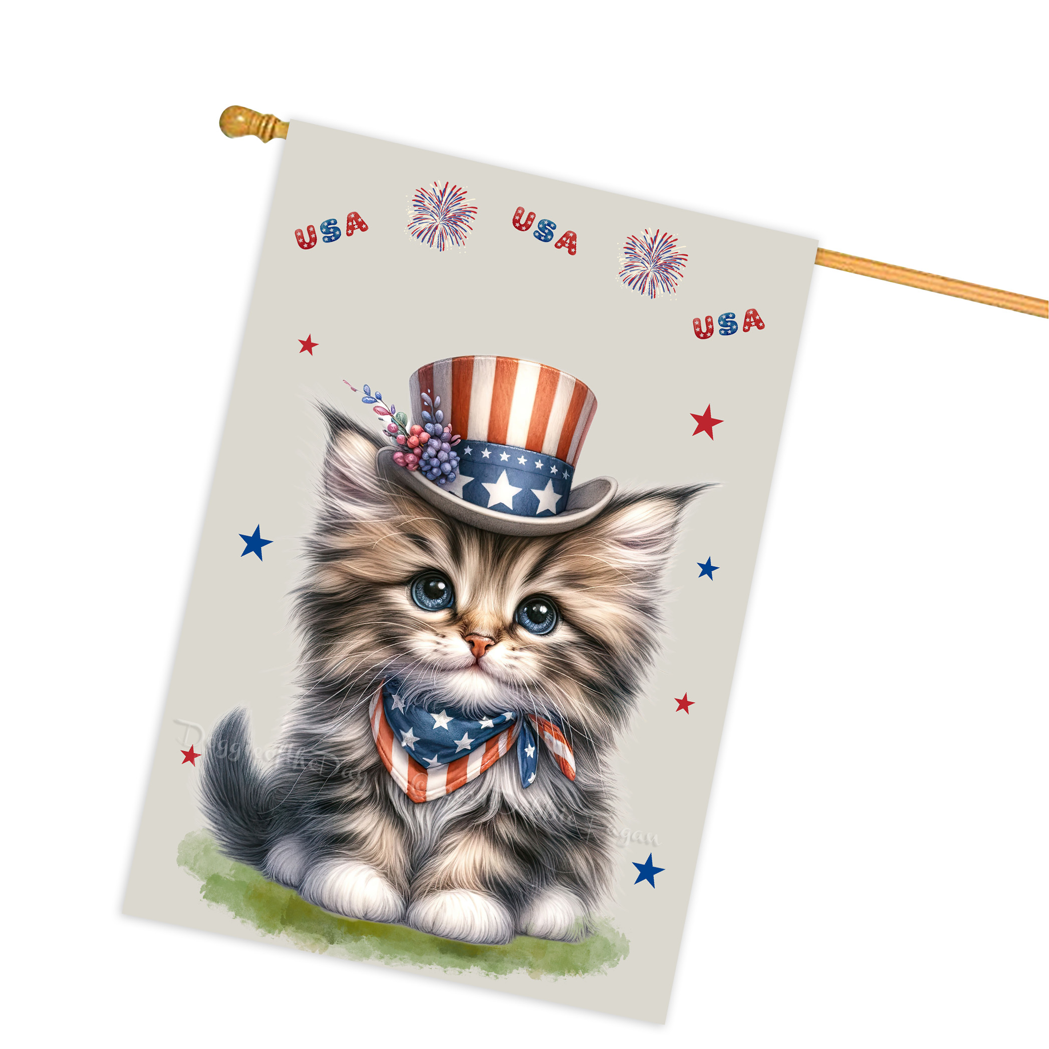 4. Juli Patriotische Katzen Hausflagge 28x40 doppelseitig Veranda Dekor Neu mit Etikett - Bild 19 von 56