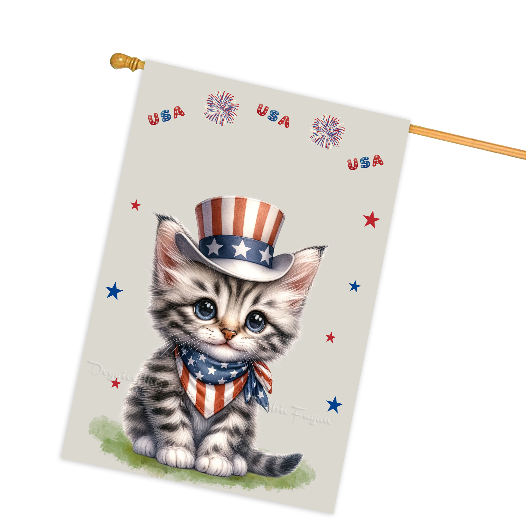4. Juli Patriotische Katzen Hausflagge 28x40 doppelseitig Veranda Dekor Neu mit Etikett - Bild 20 von 56