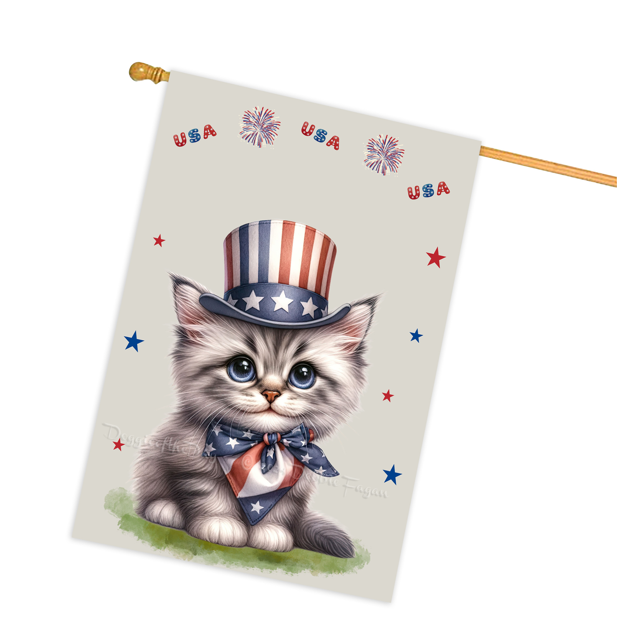 4. Juli Patriotische Katzen Hausflagge 28x40 doppelseitig Veranda Dekor Neu mit Etikett - Bild 21 von 56