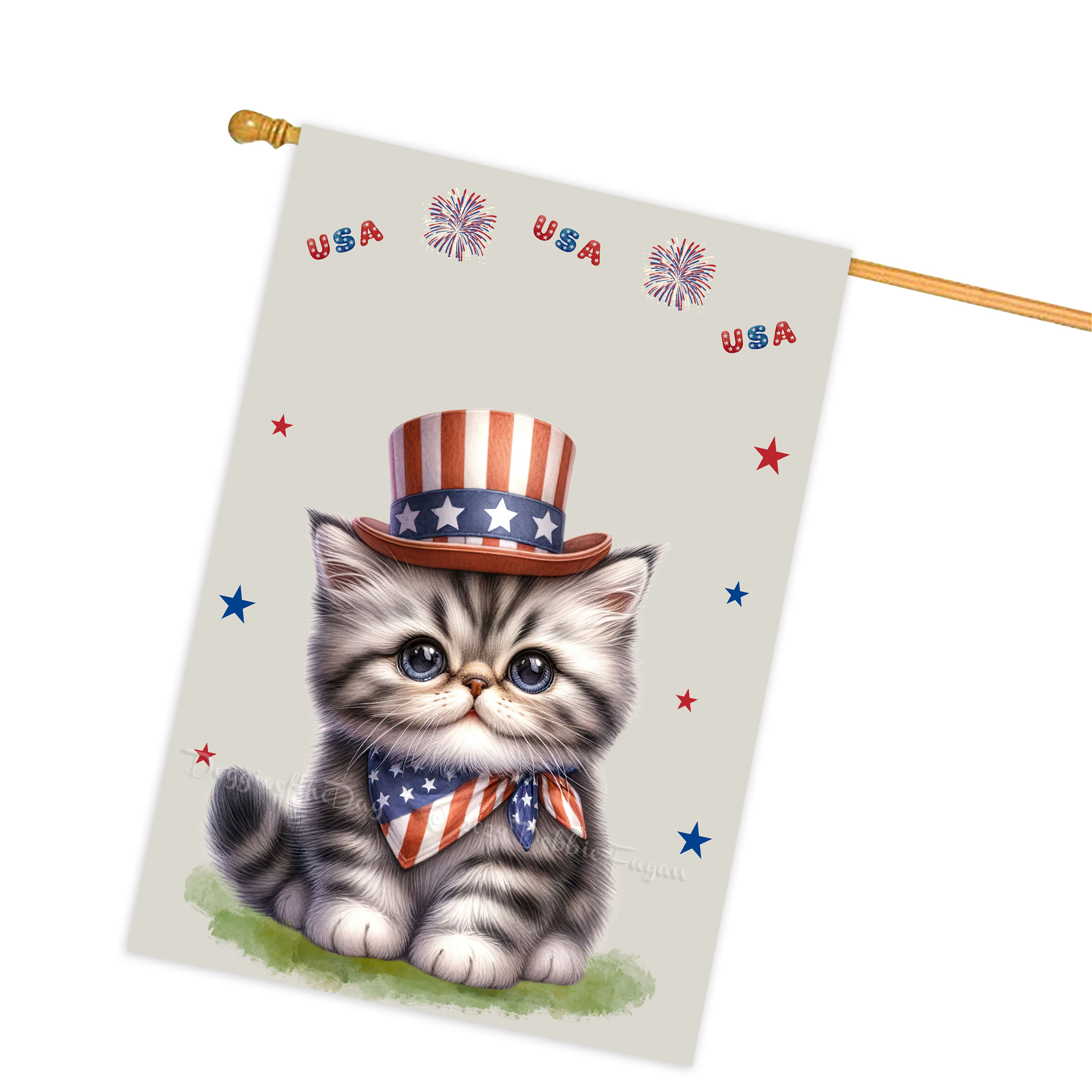 4. Juli Patriotische Katzen Hausflagge 28x40 doppelseitig Veranda Dekor Neu mit Etikett - Bild 22 von 56