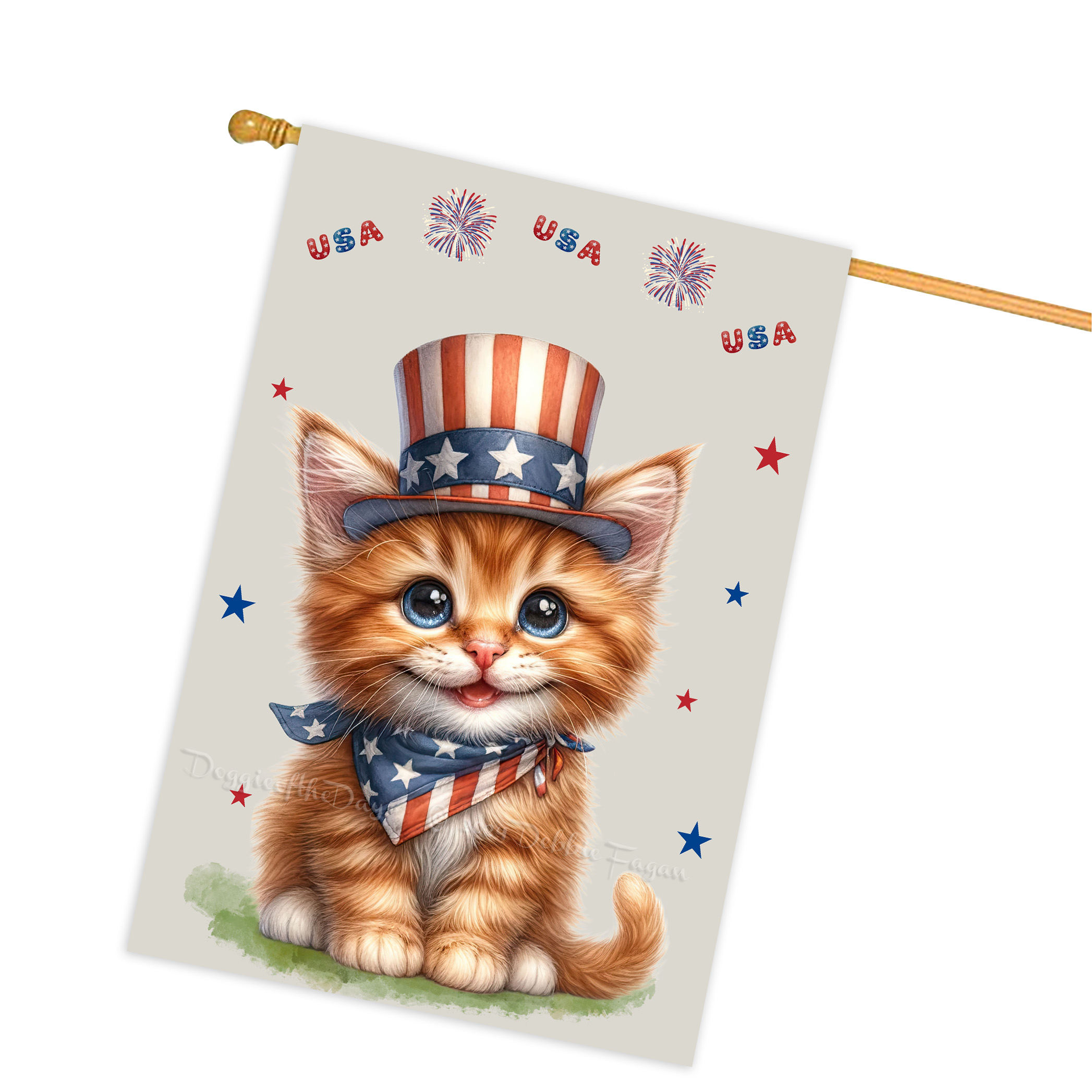 4. Juli Patriotische Katzen Hausflagge 28x40 doppelseitig Veranda Dekor Neu mit Etikett - Bild 23 von 56