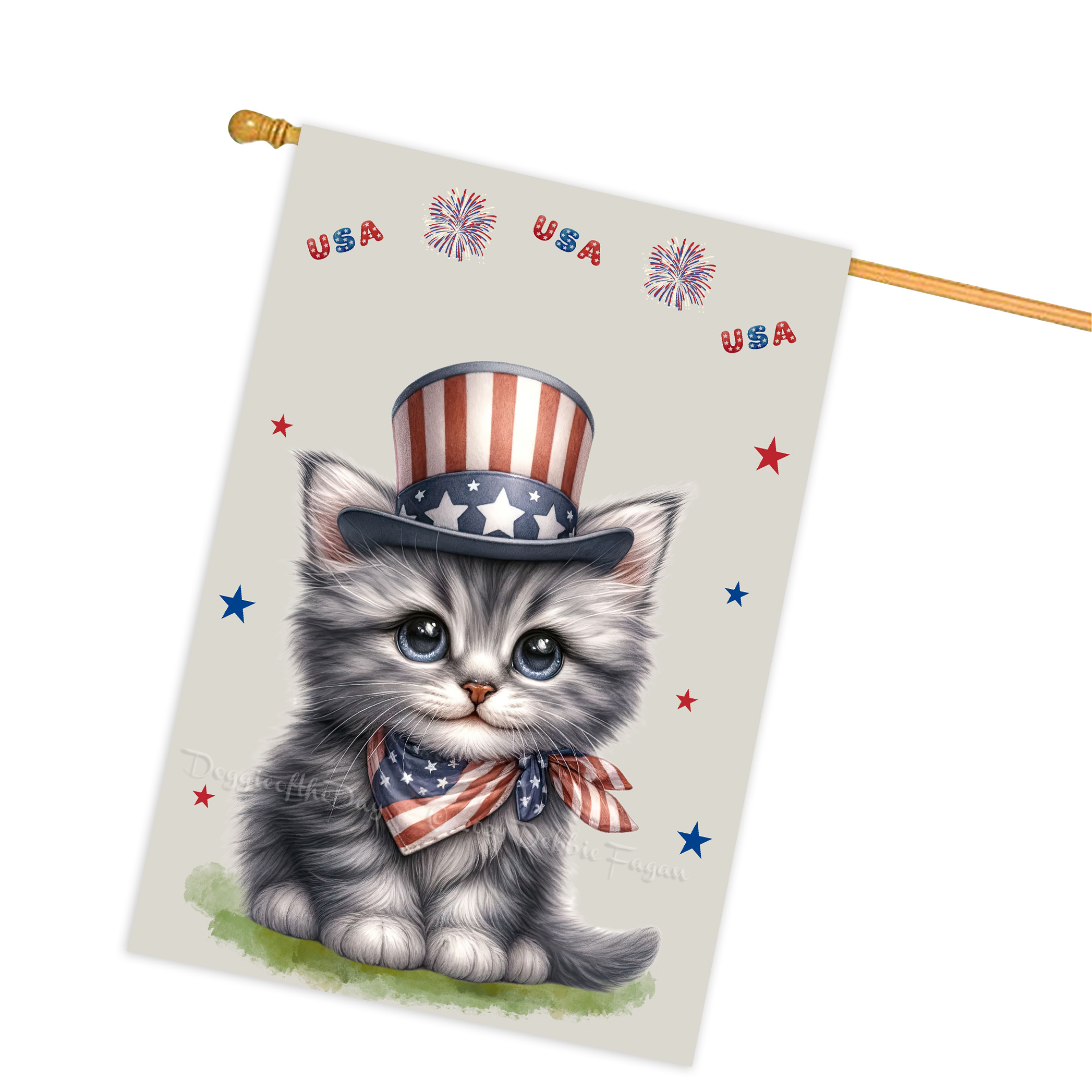 4. Juli Patriotische Katzen Hausflagge 28x40 doppelseitig Veranda Dekor Neu mit Etikett - Bild 24 von 56
