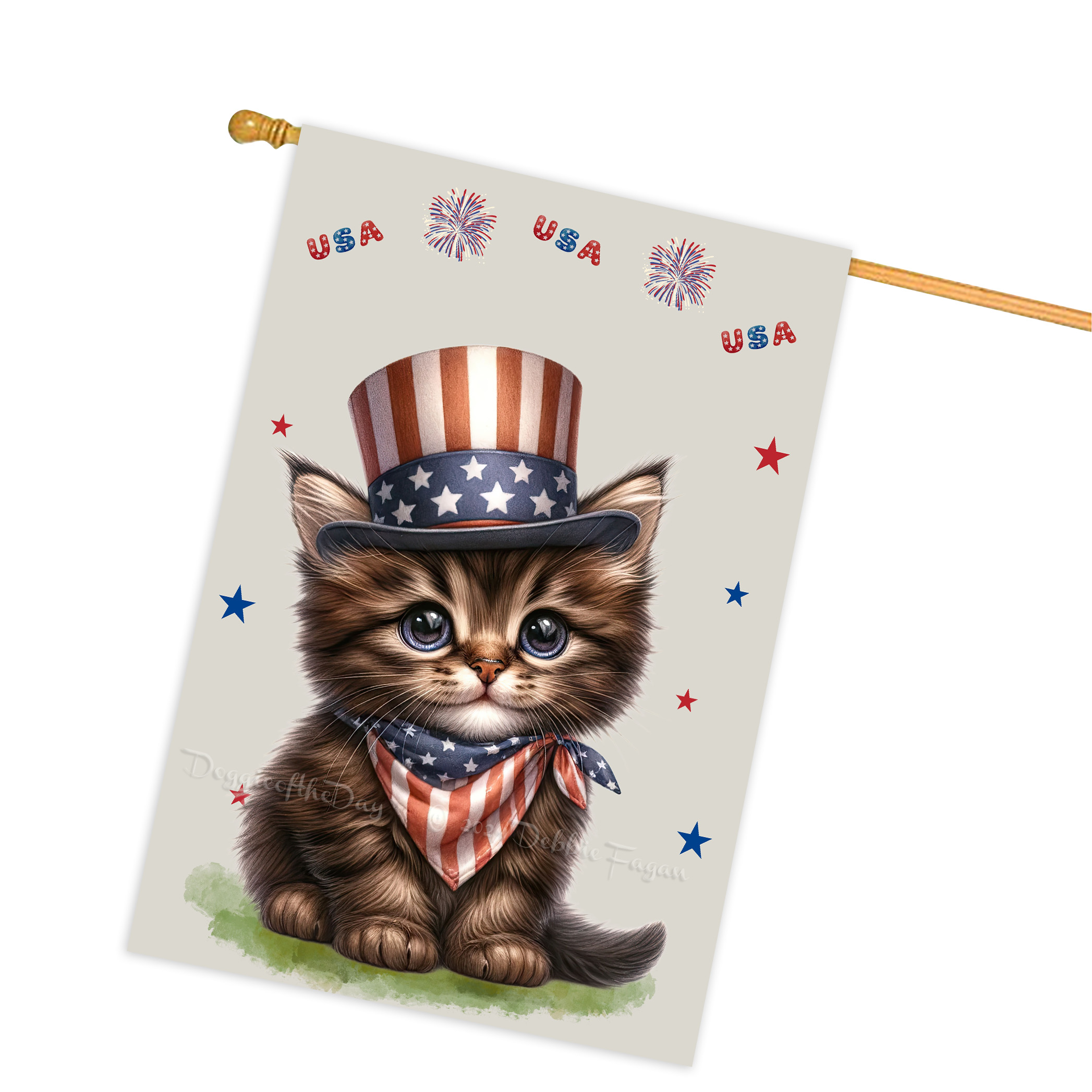 4. Juli Patriotische Katzen Hausflagge 28x40 doppelseitig Veranda Dekor Neu mit Etikett - Bild 25 von 56