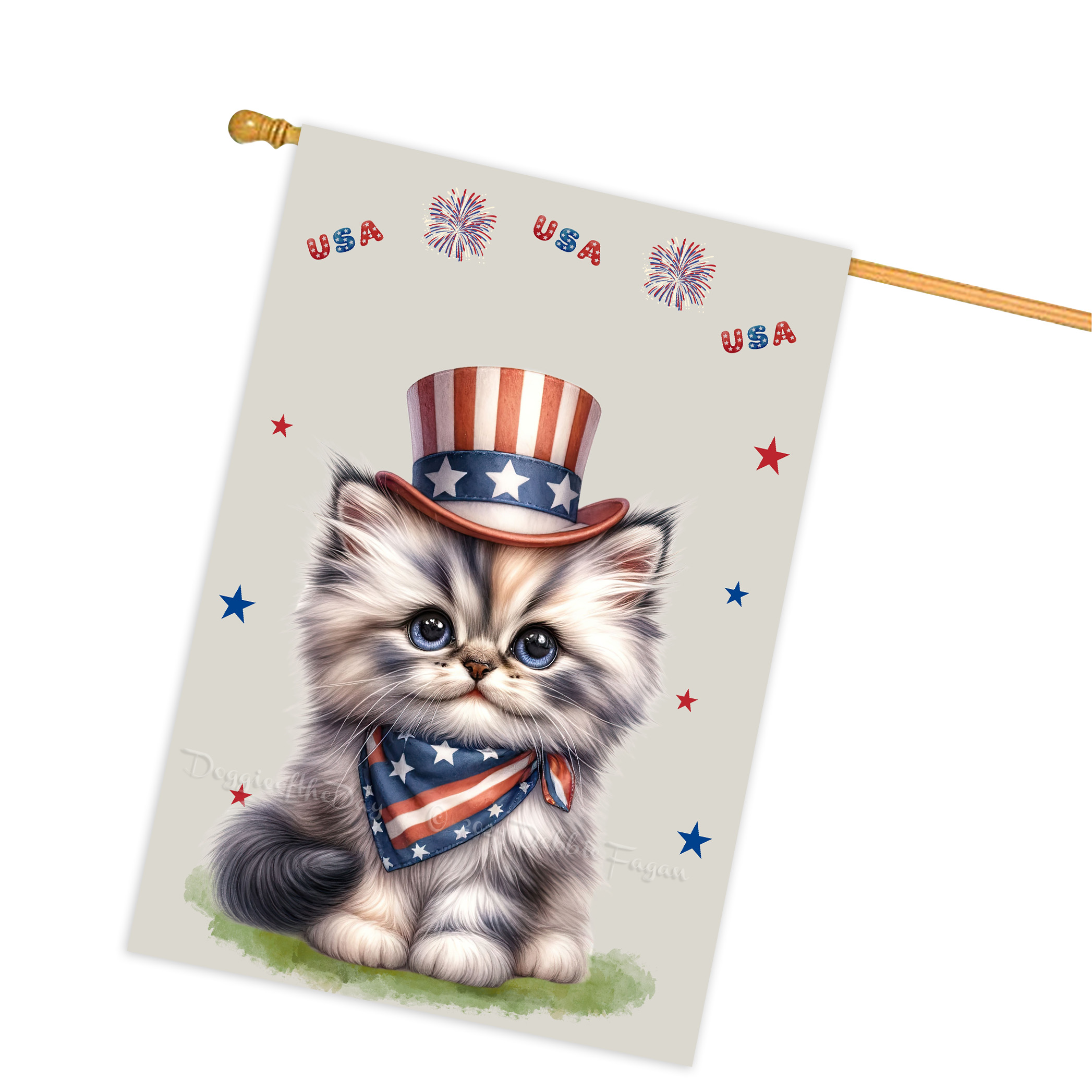 4. Juli Patriotische Katzen Hausflagge 28x40 doppelseitig Veranda Dekor Neu mit Etikett - Bild 26 von 56