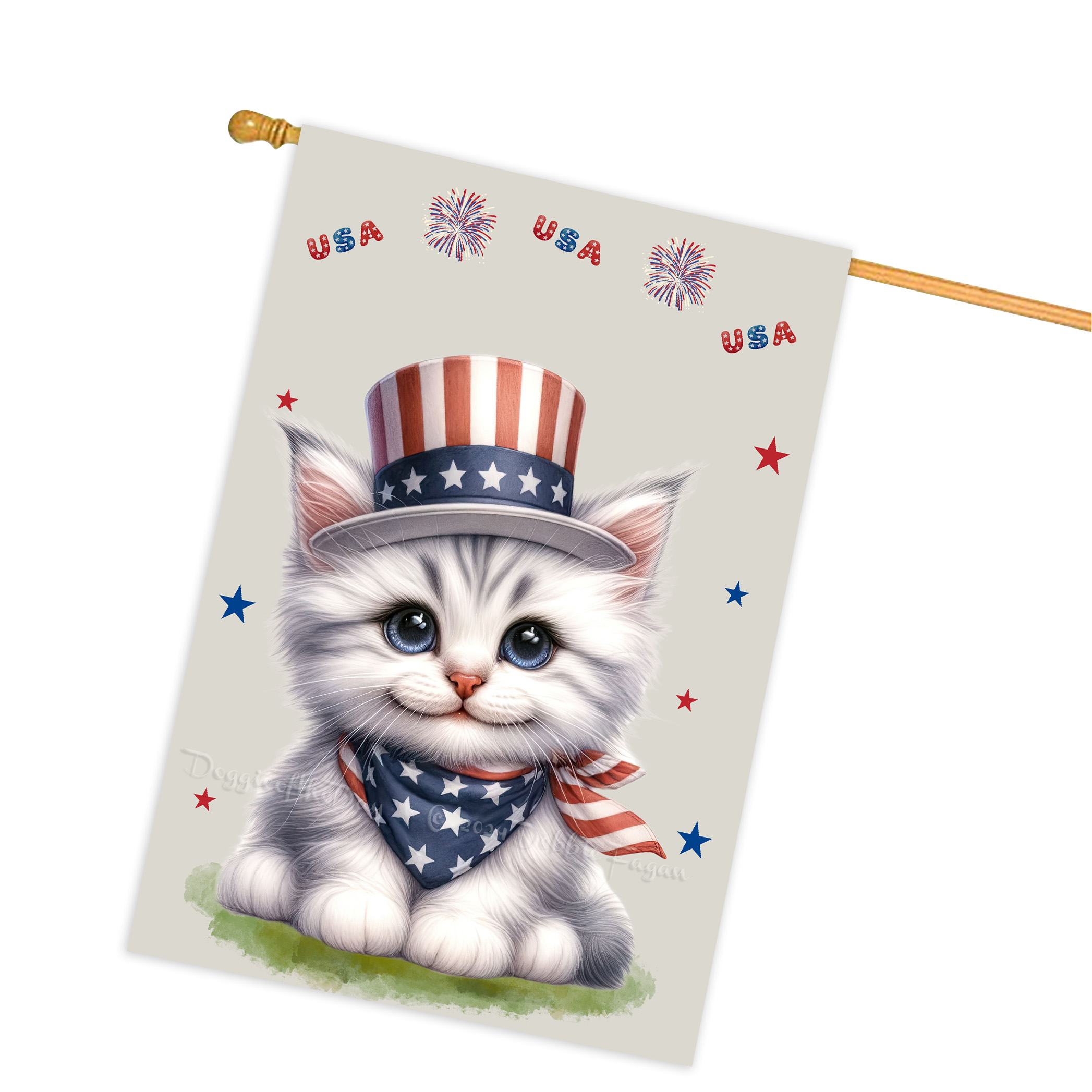 4. Juli Patriotische Katzen Hausflagge 28x40 doppelseitig Veranda Dekor Neu mit Etikett - Bild 28 von 56