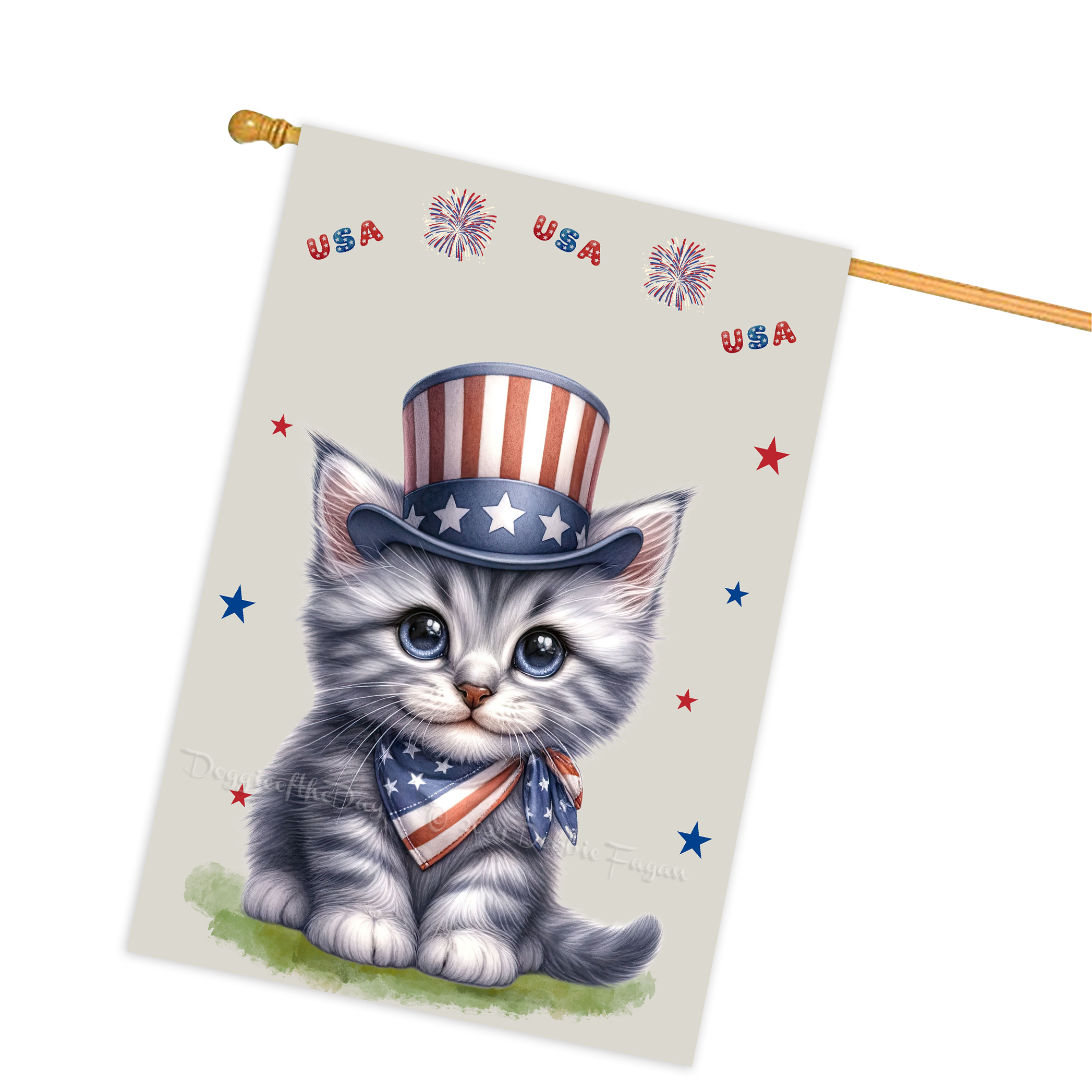 4. Juli Patriotische Katzen Hausflagge 28x40 doppelseitig Veranda Dekor Neu mit Etikett - Bild 29 von 56