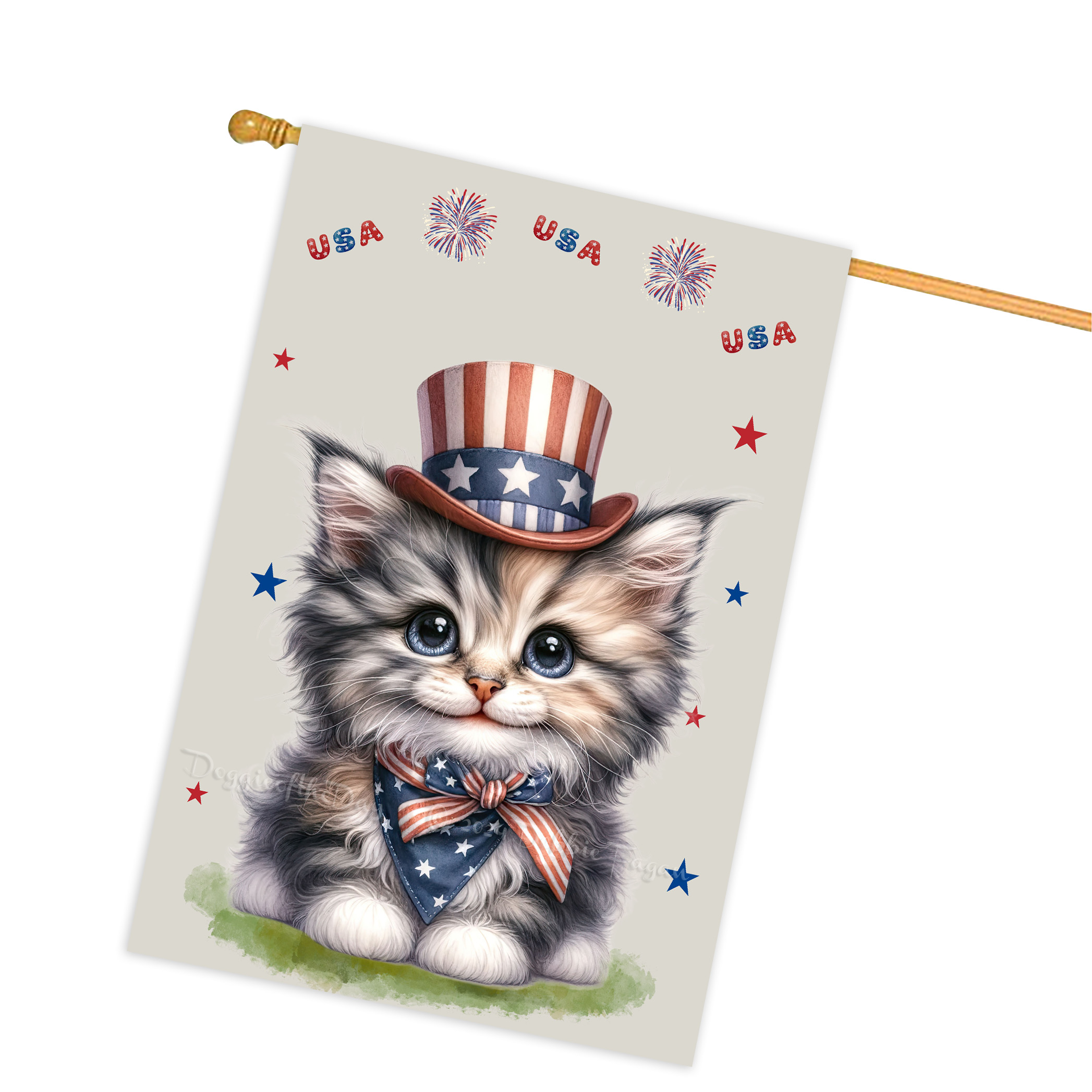 4. Juli Patriotische Katzen Hausflagge 28x40 doppelseitig Veranda Dekor Neu mit Etikett - Bild 30 von 56