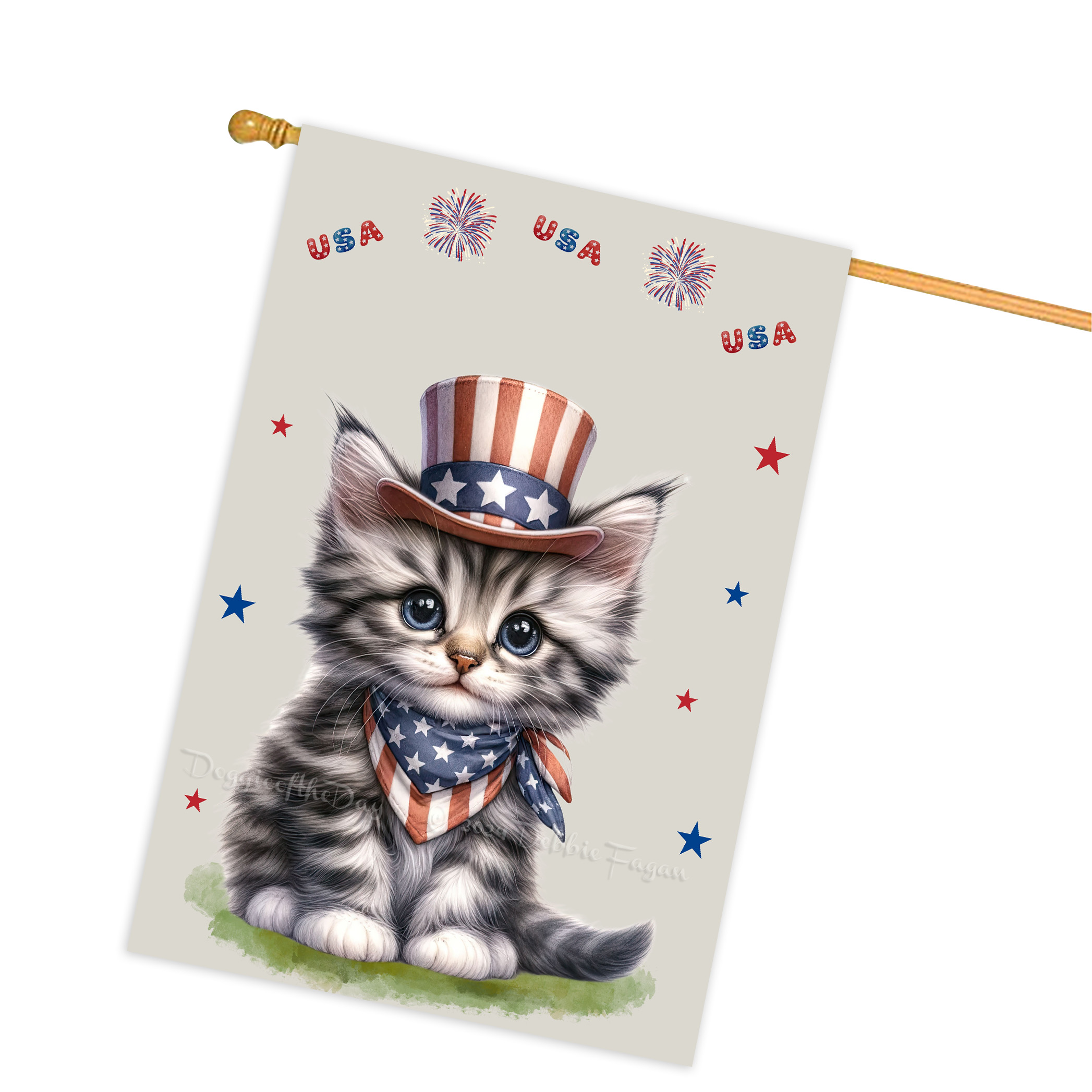 4. Juli Patriotische Katzen Hausflagge 28x40 doppelseitig Veranda Dekor Neu mit Etikett - Bild 31 von 56