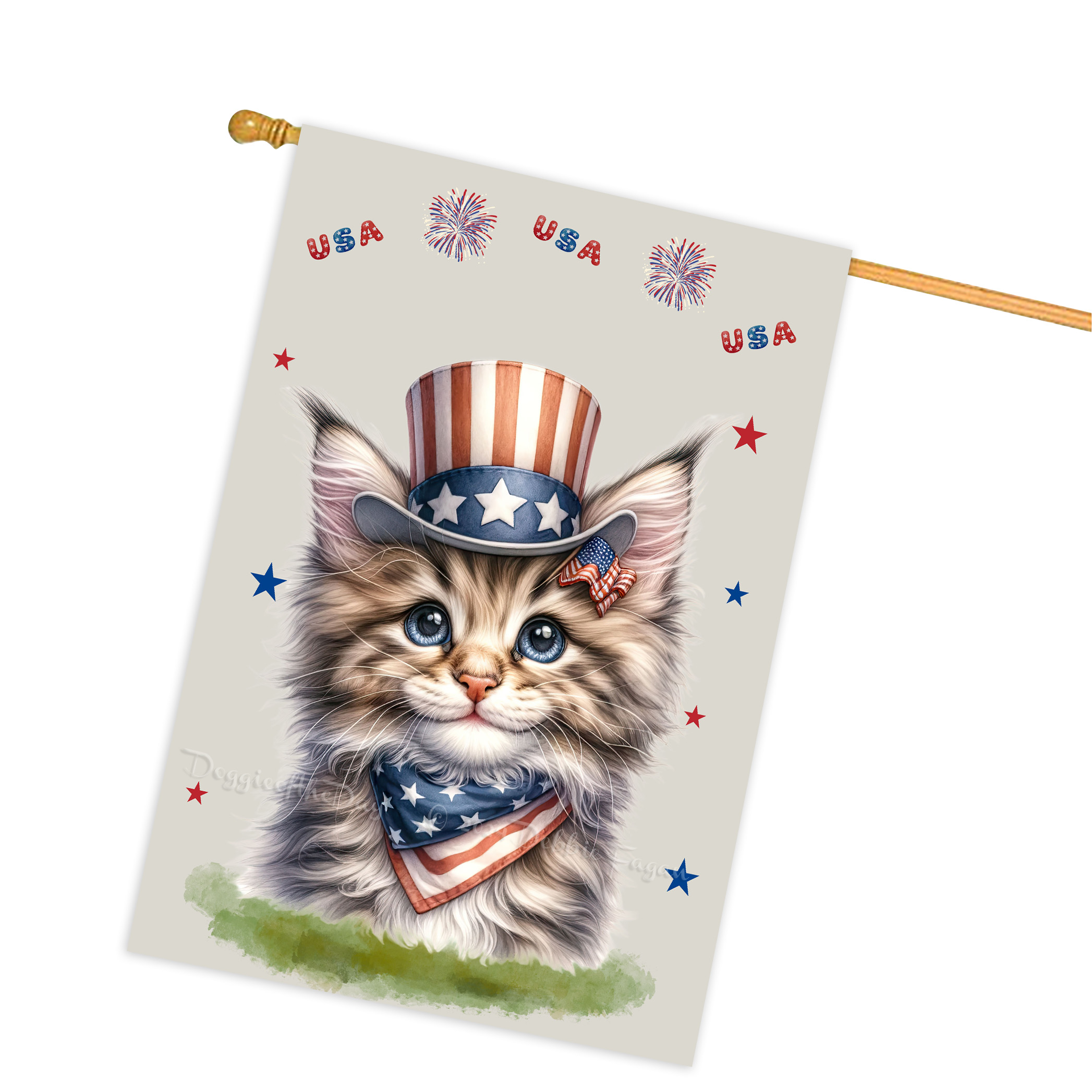 4. Juli Patriotische Katzen Hausflagge 28x40 doppelseitig Veranda Dekor Neu mit Etikett - Bild 32 von 56