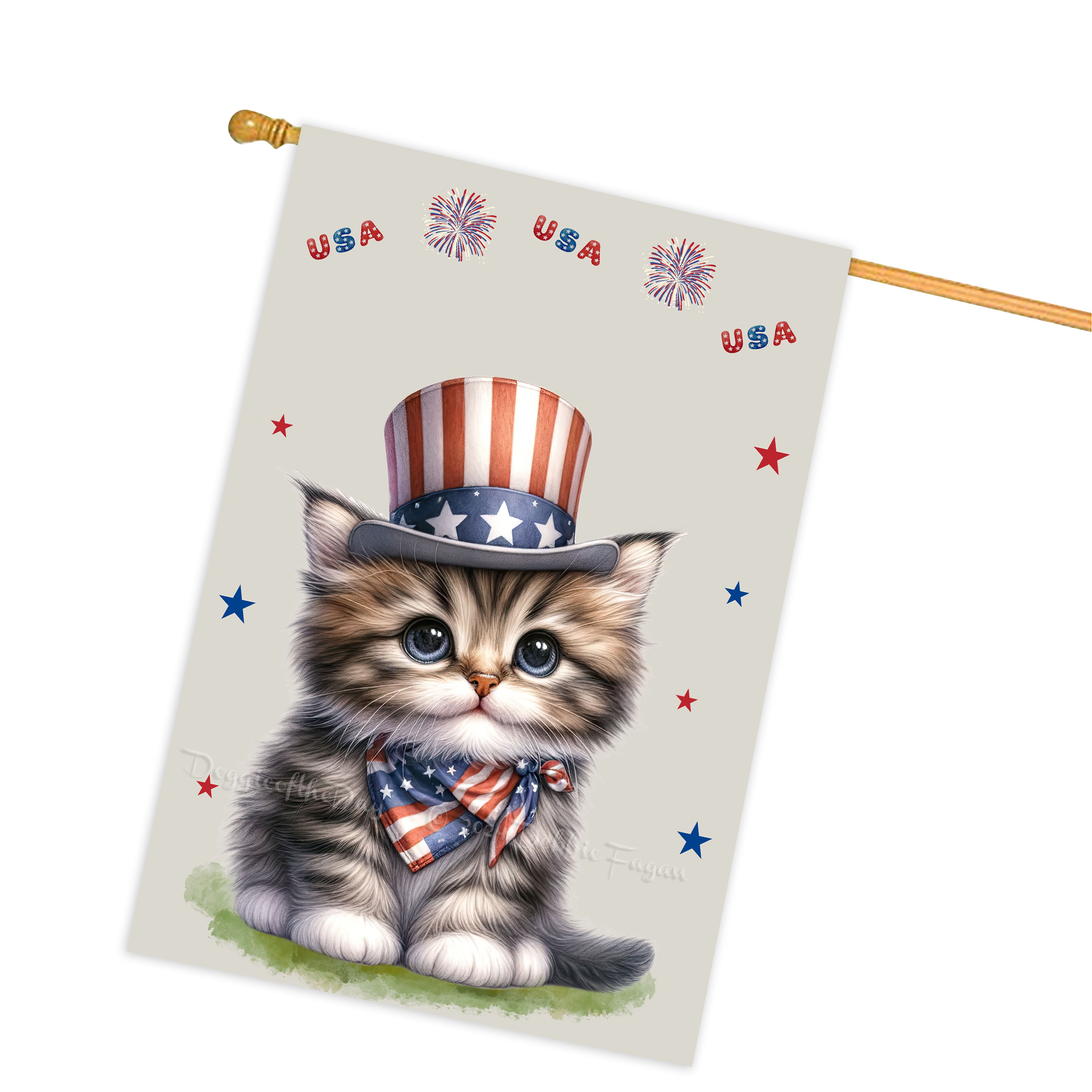 4. Juli Patriotische Katzen Hausflagge 28x40 doppelseitig Veranda Dekor Neu mit Etikett - Bild 33 von 56